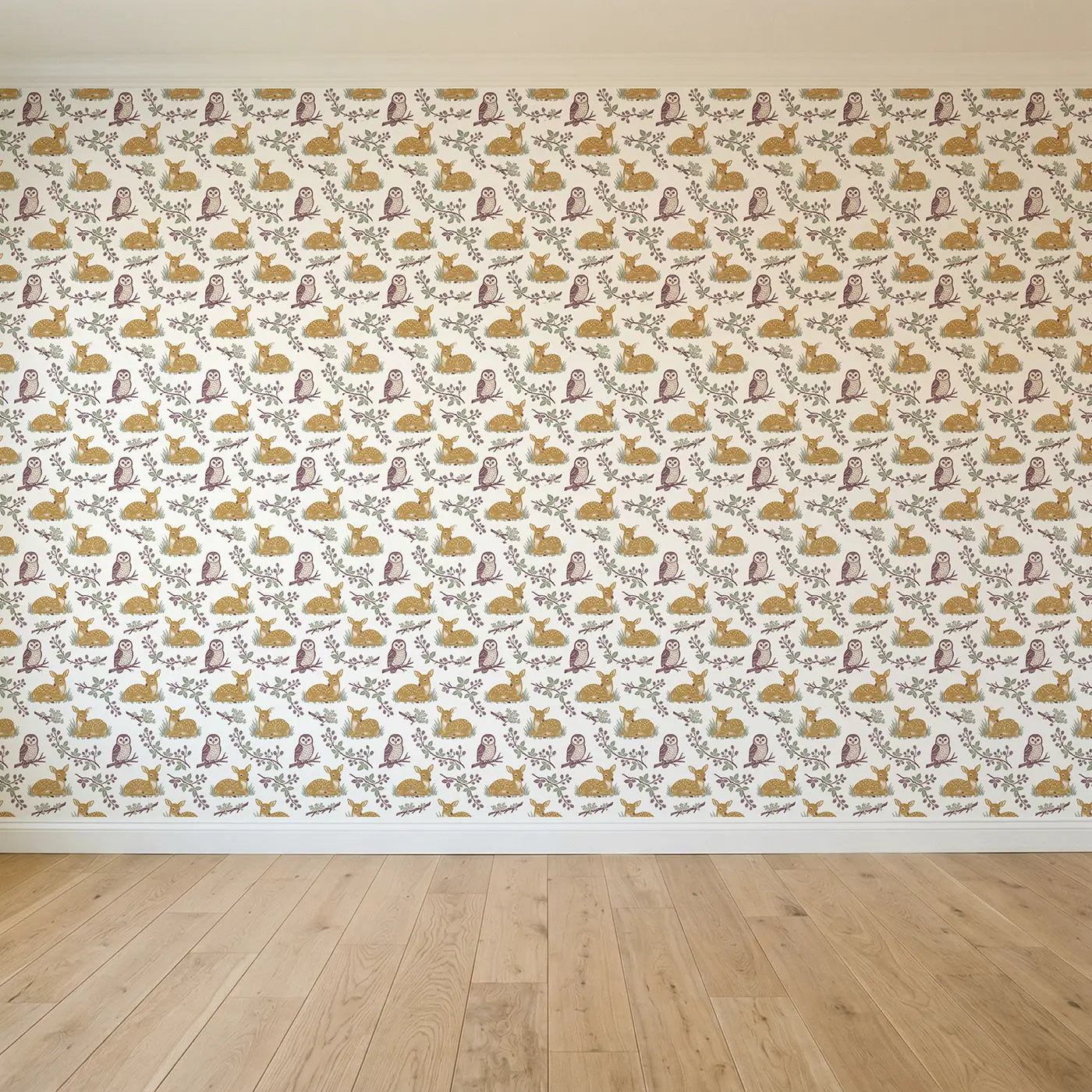 Baby Owl Block Print seamless wallpaper full pattern - Whimsy Tots