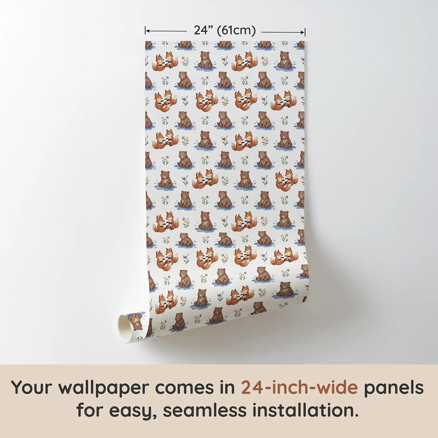 Two Fox Soft Pastel wallpaper panel dimensions - Whimsy Tots
