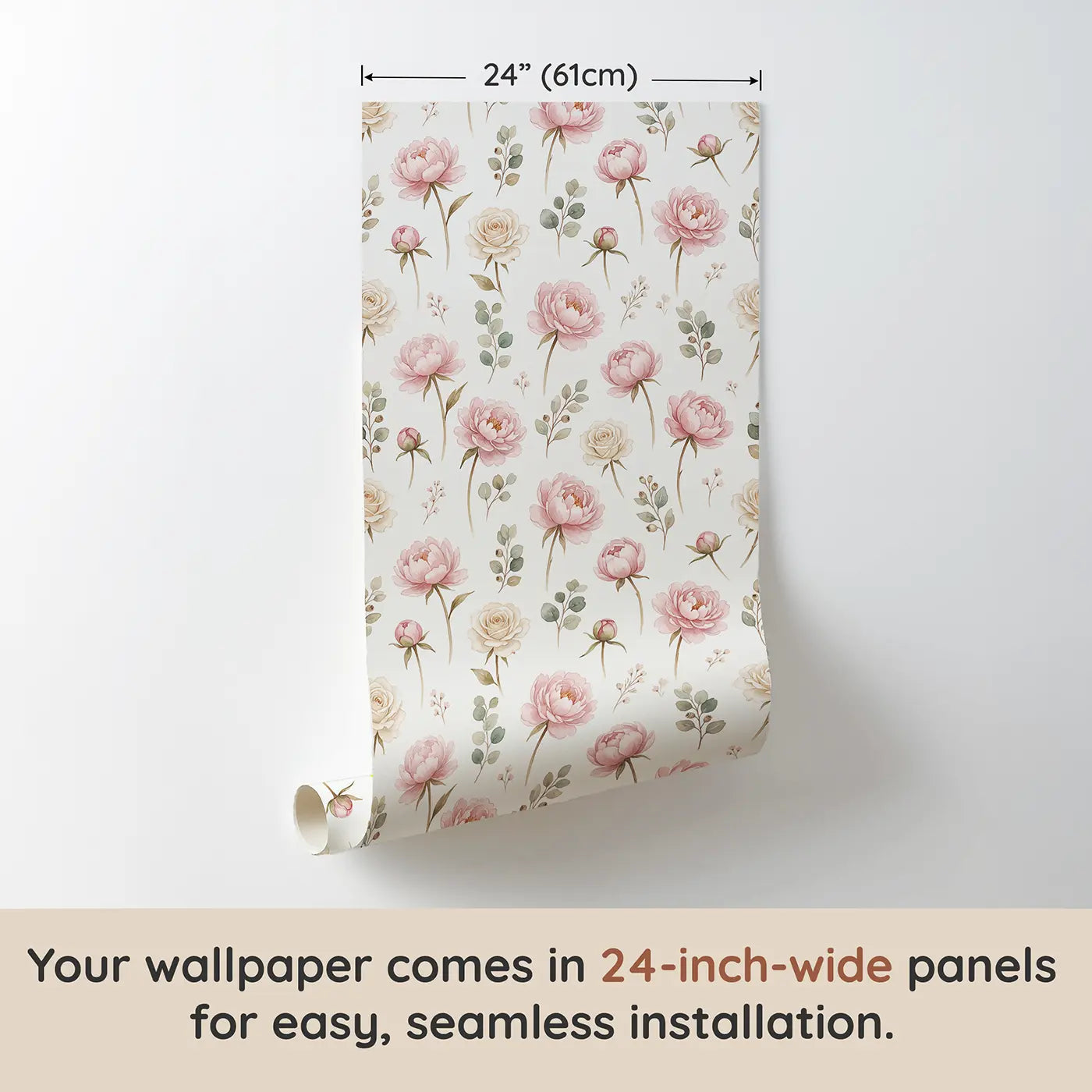 Soft Pink Watercolor wallpaper panel dimensions - Whimsy Tots