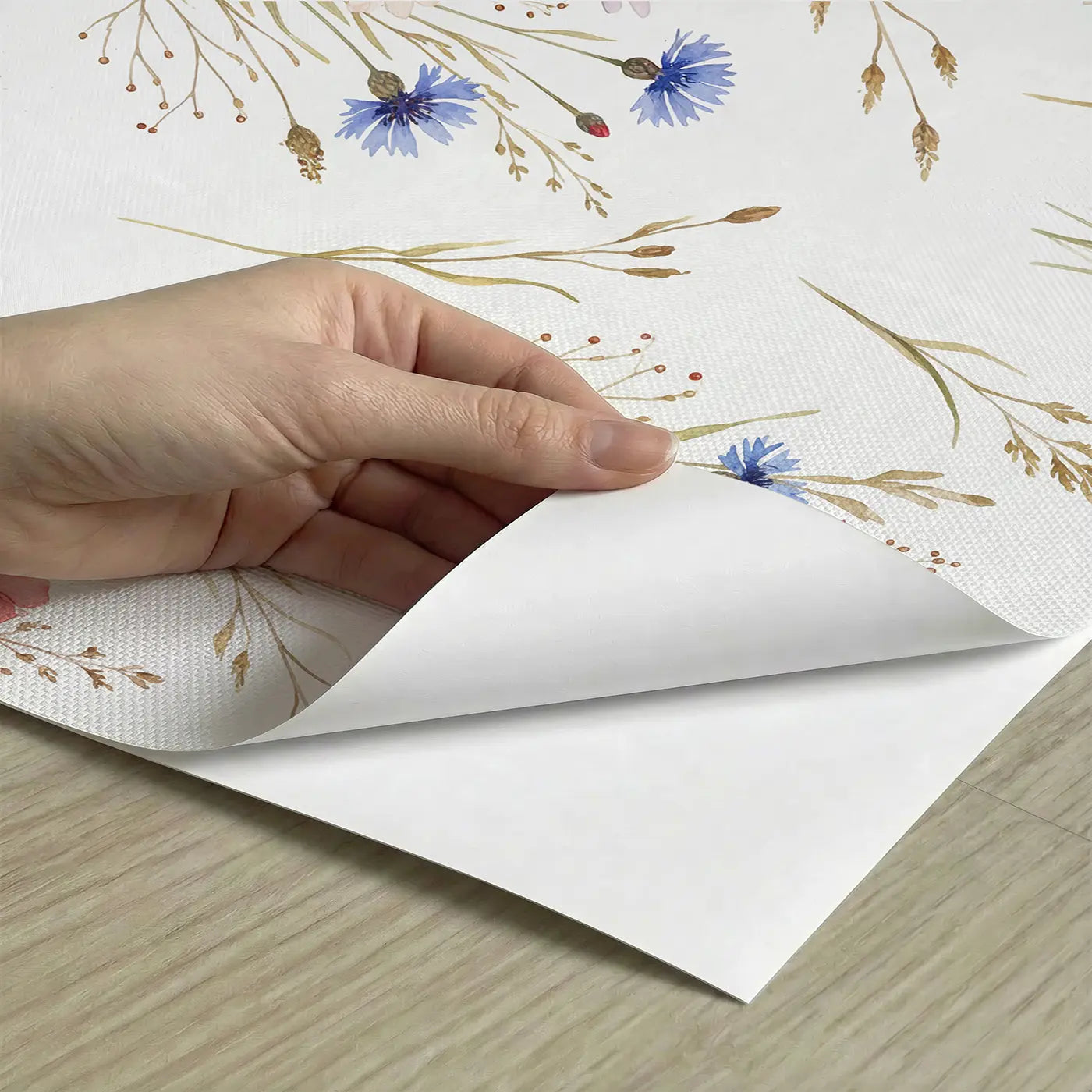 Mixed Wildflower Watercolor peel and stick material close-up - Whimsy Tots