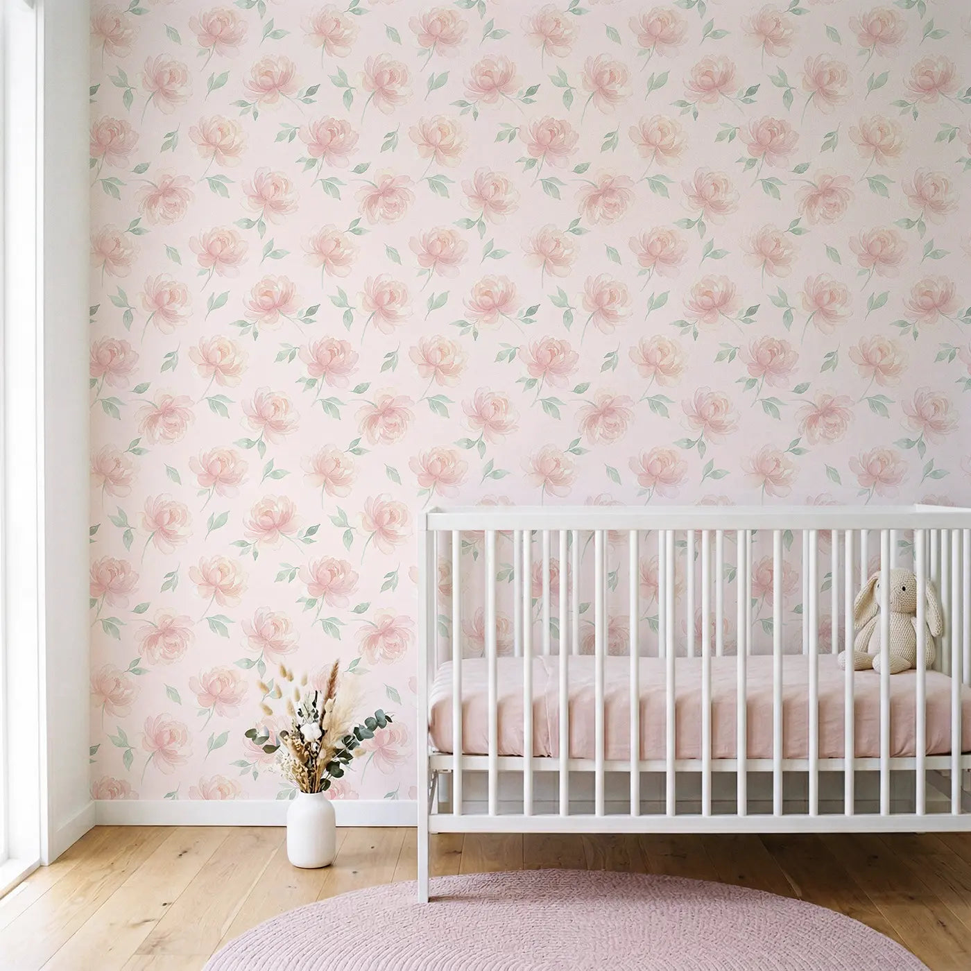 Oversized Single Watercolor wallpaper in Scandinavian nursery - Whimsy Tots