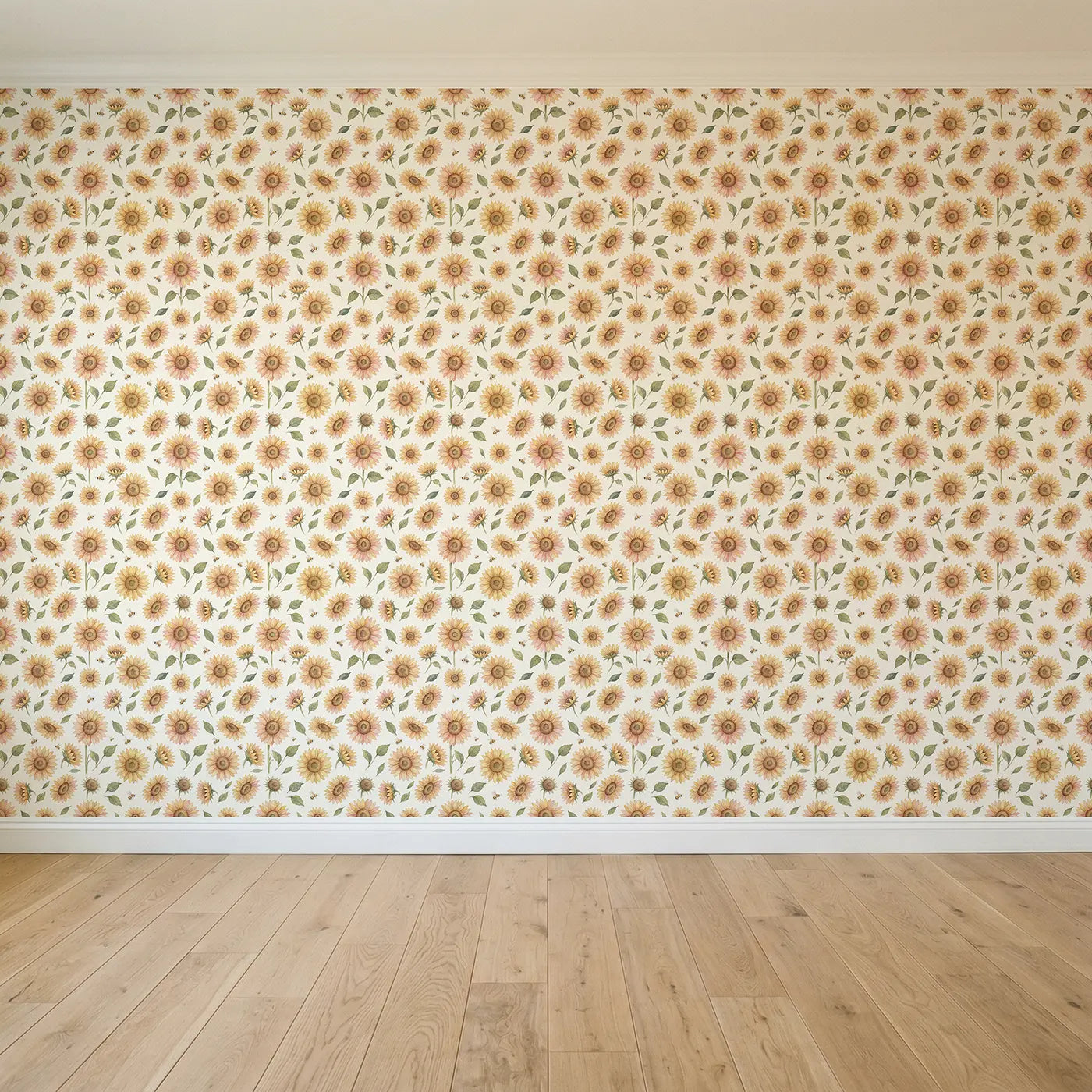 Sunflowers Varying Watercolor seamless wallpaper full pattern - Whimsy Tots