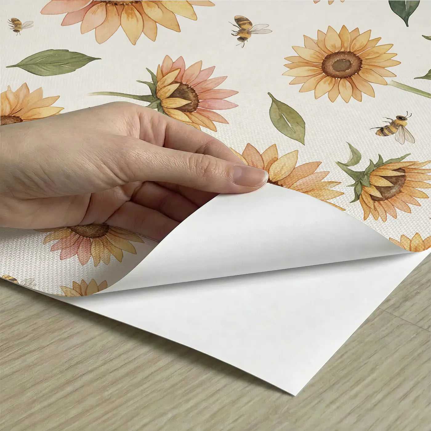 Sunflowers Varying Watercolor peel and stick material close-up - Whimsy Tots