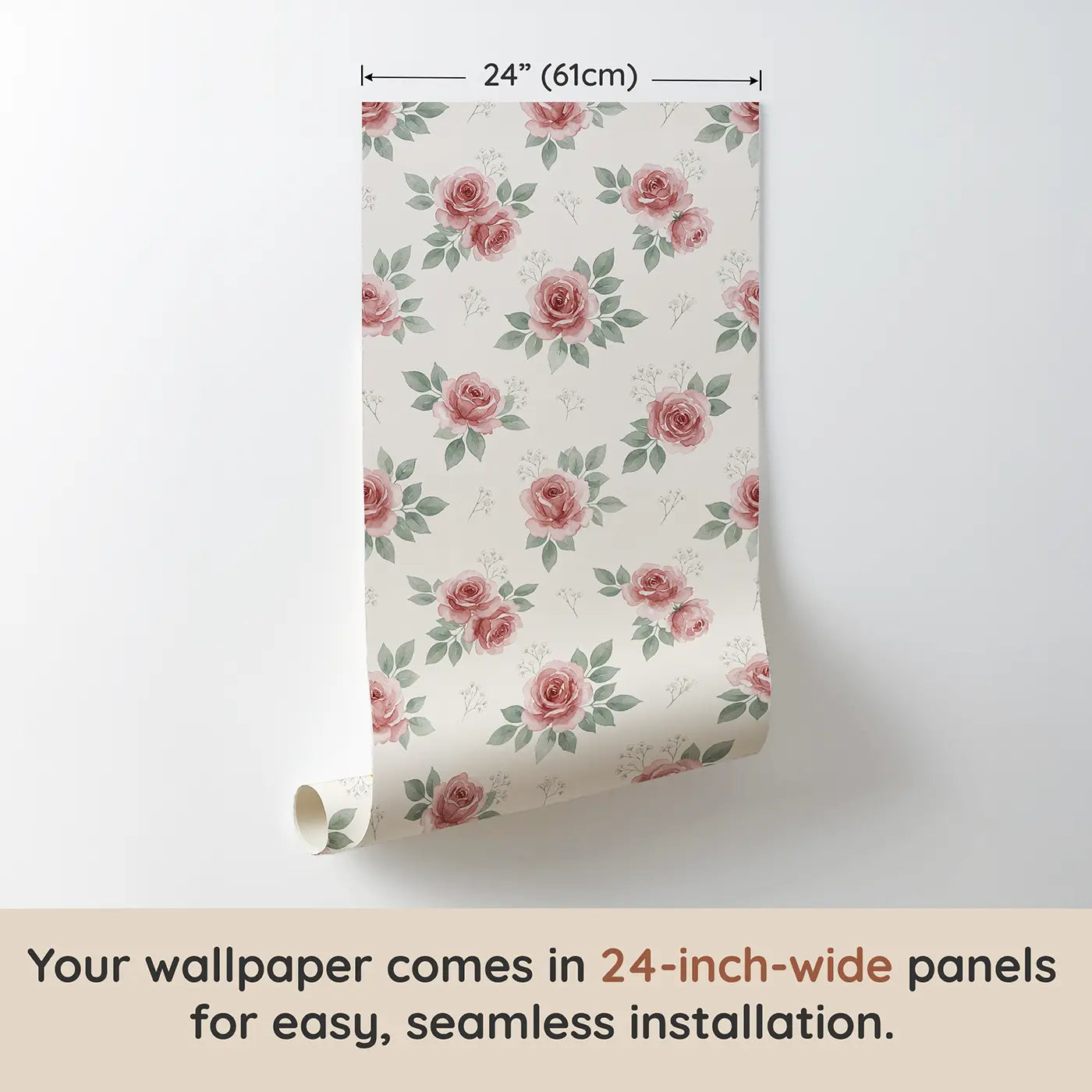 Dusty Rose Watercolor wallpaper panel dimensions - Whimsy Tots
