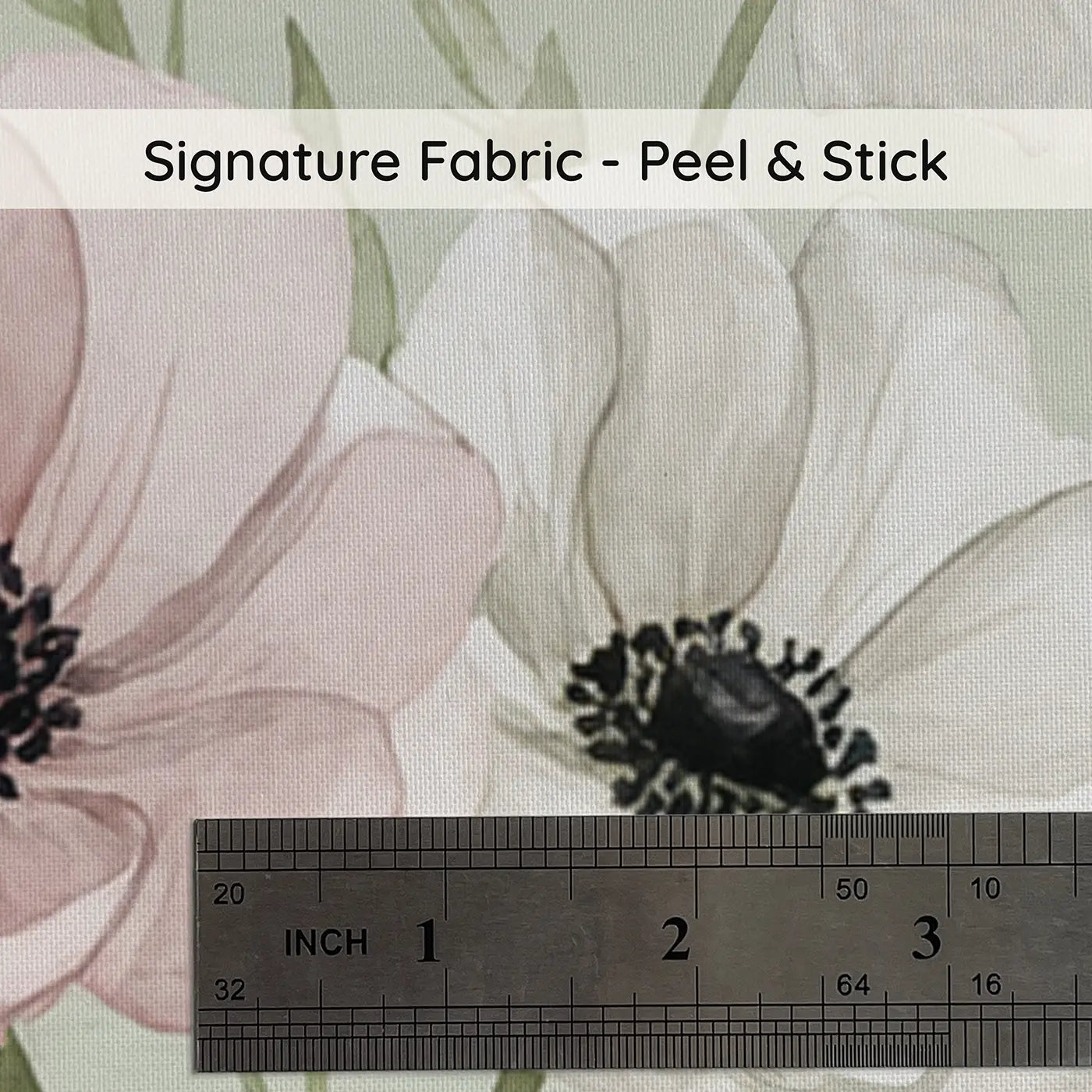 Anemones White Watercolor on peel and stick fabric - Whimsy Tots