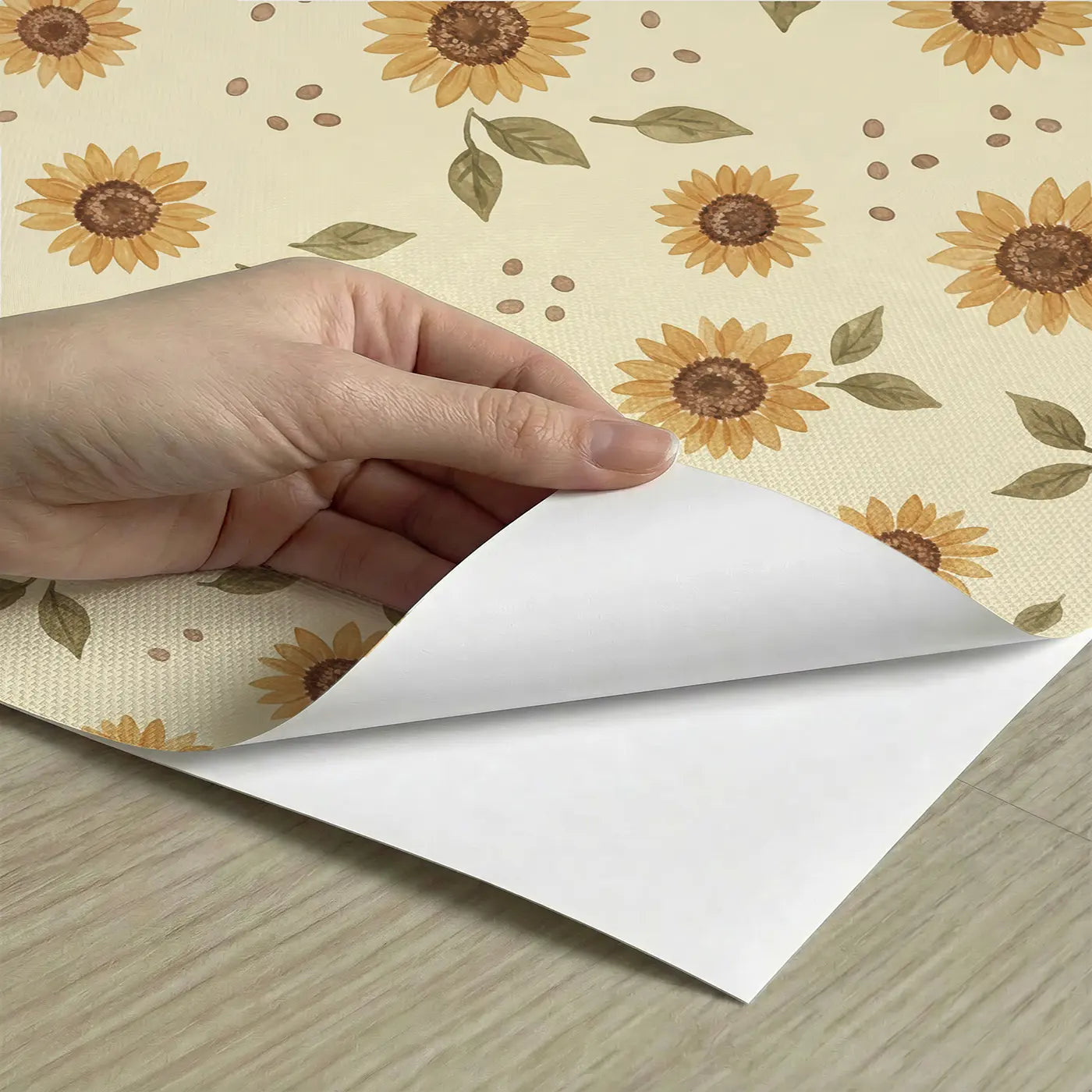 Mini Sunflower Ditsy Floral peel and stick material close-up - Whimsy Tots