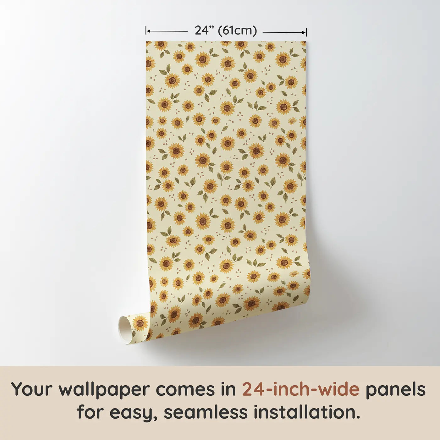 Mini Sunflower Ditsy Floral wallpaper panel dimensions - Whimsy Tots