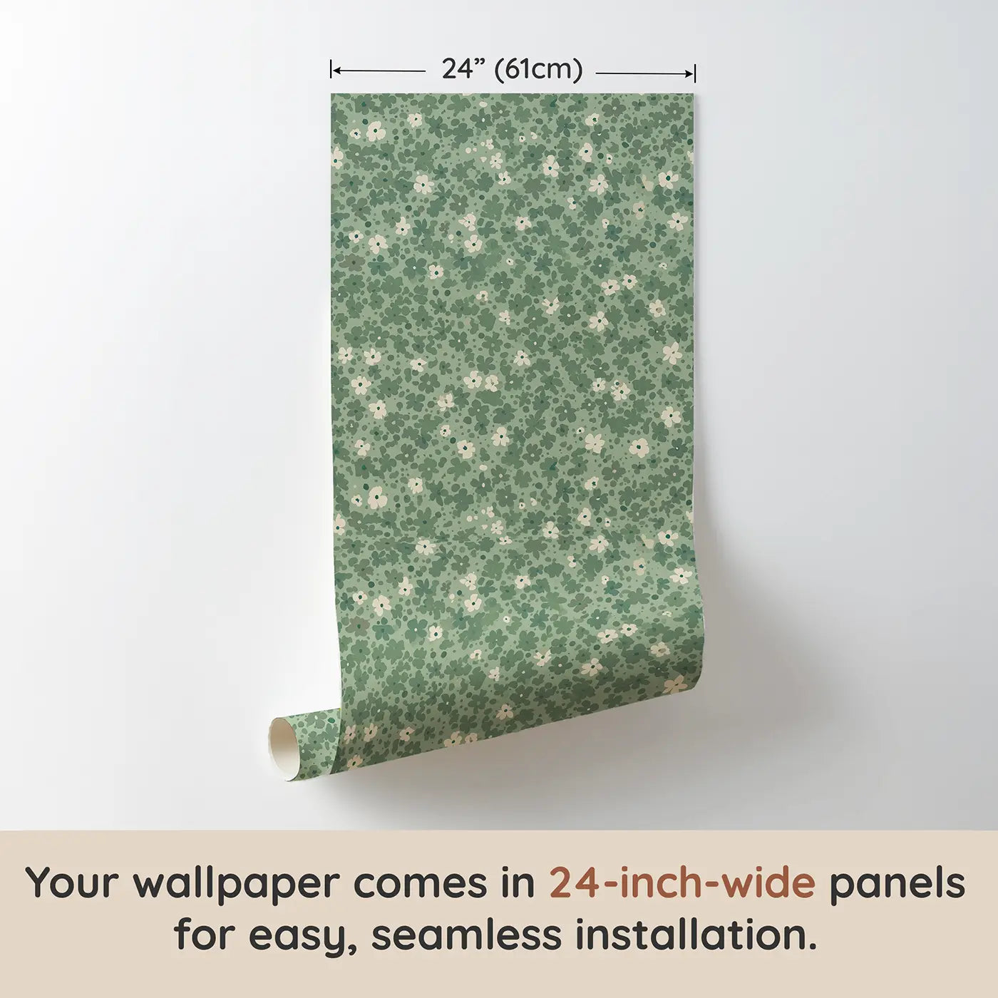 Floral Sage Ditsy Floral wallpaper panel dimensions - Whimsy Tots
