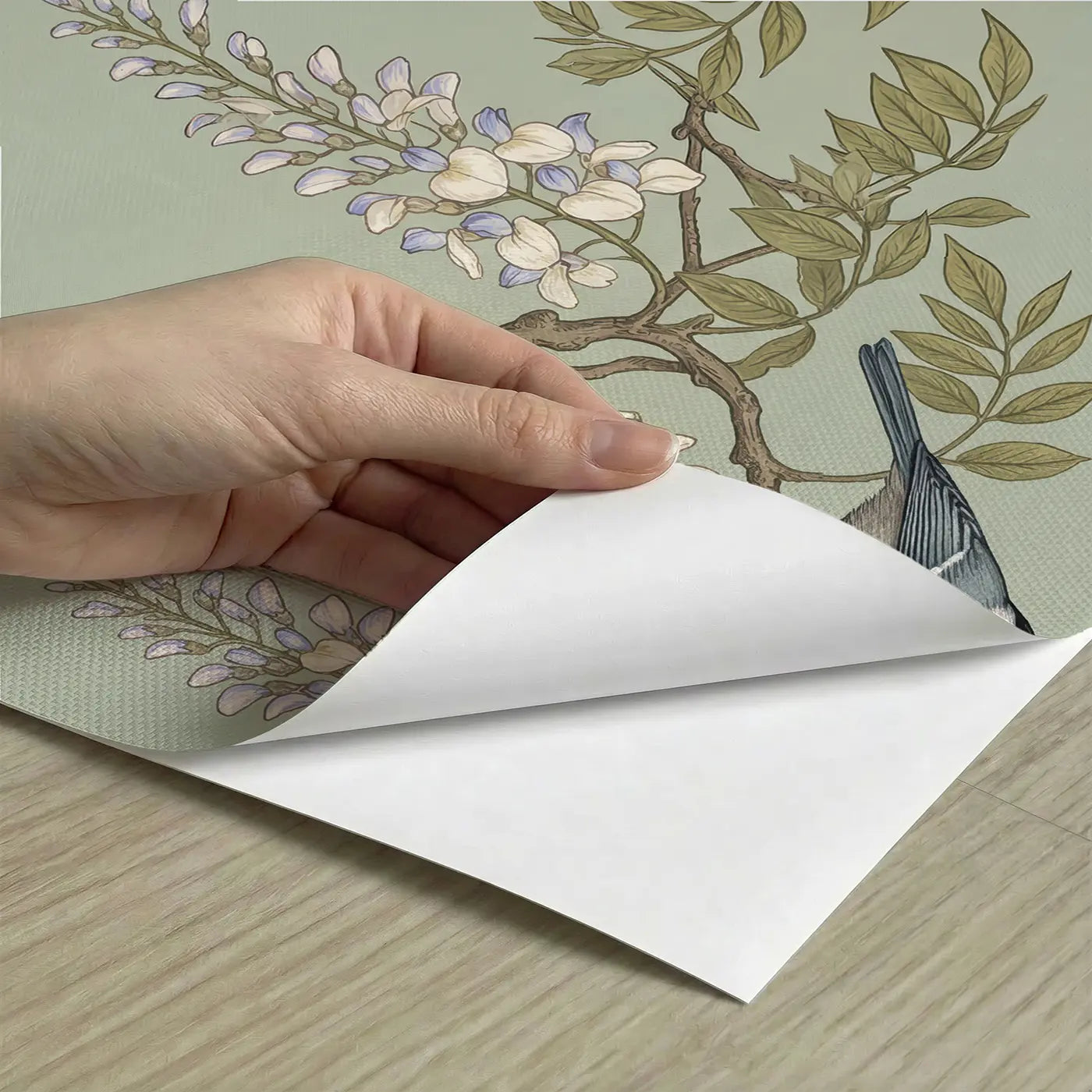Trailing Wisteria Branches Botanical Elegance peel and stick material close-up - Whimsy Tots