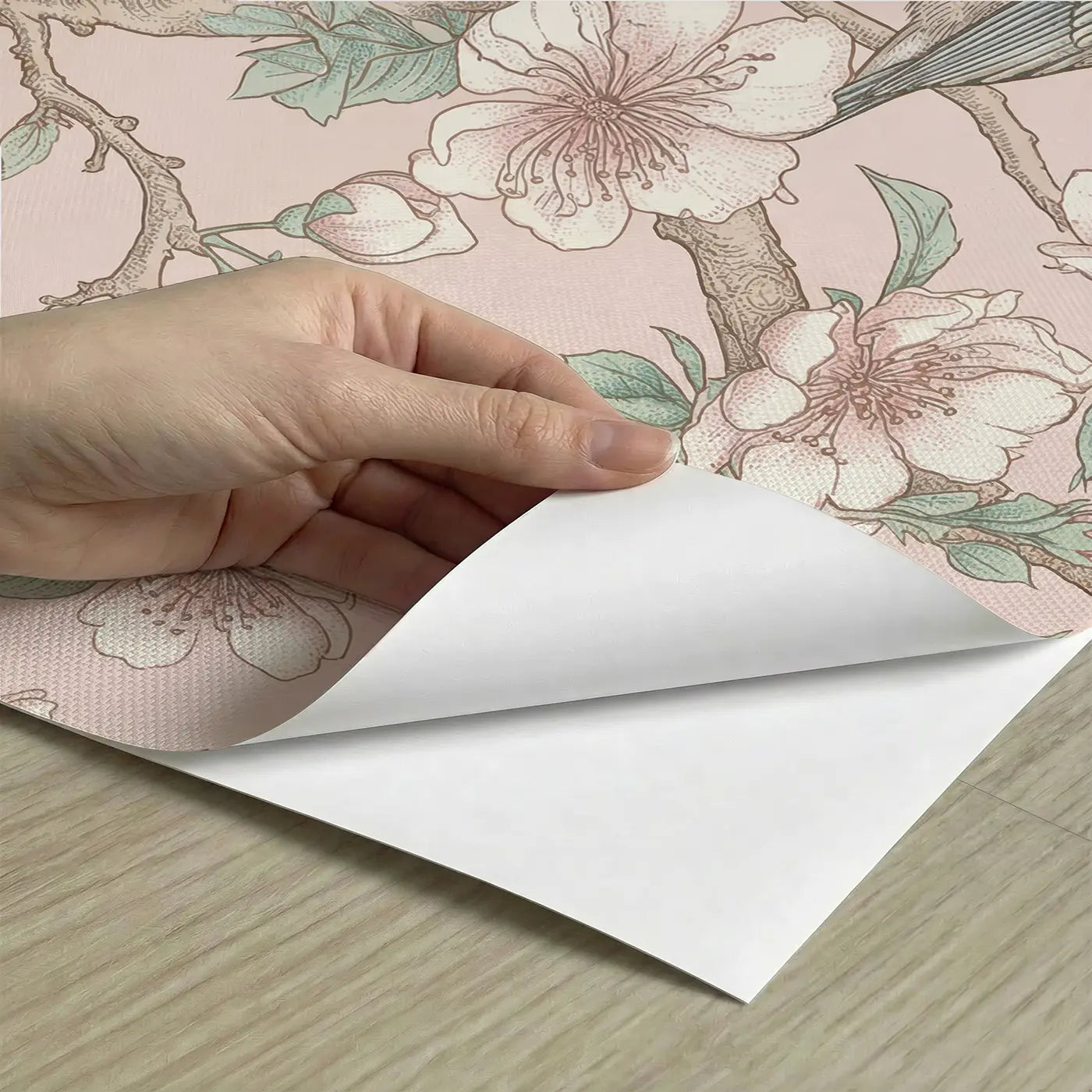 Cherry Blossom Tree Botanical Elegance peel and stick material close-up - Whimsy Tots