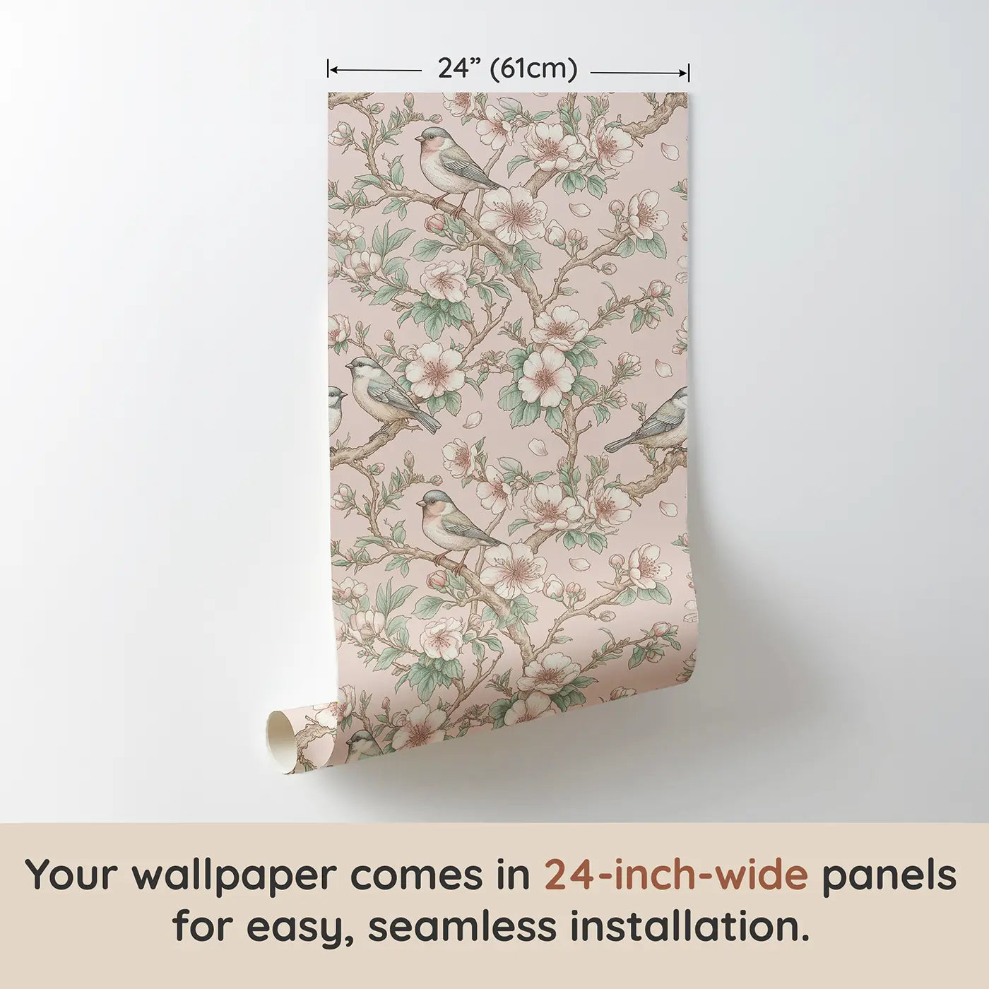 Cherry Blossom Tree Botanical Elegance wallpaper panel dimensions - Whimsy Tots