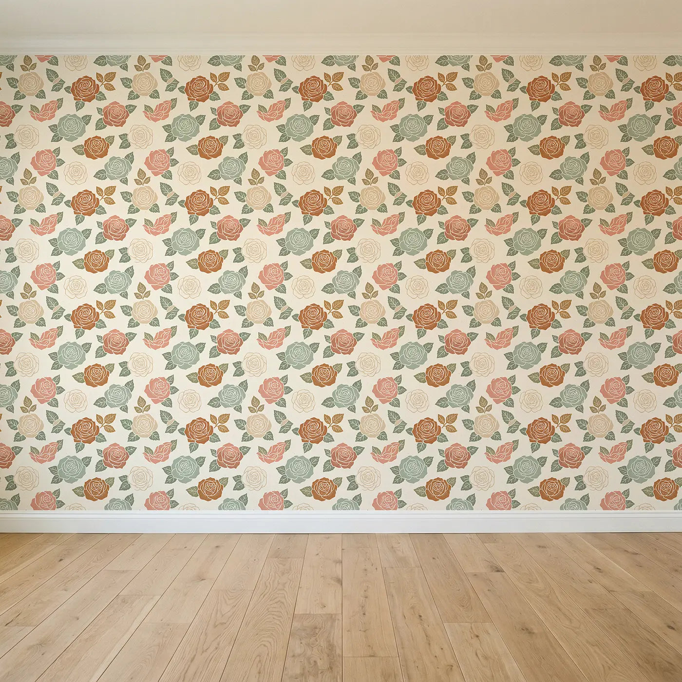 Roses Thick Block Print seamless wallpaper full pattern - Whimsy Tots