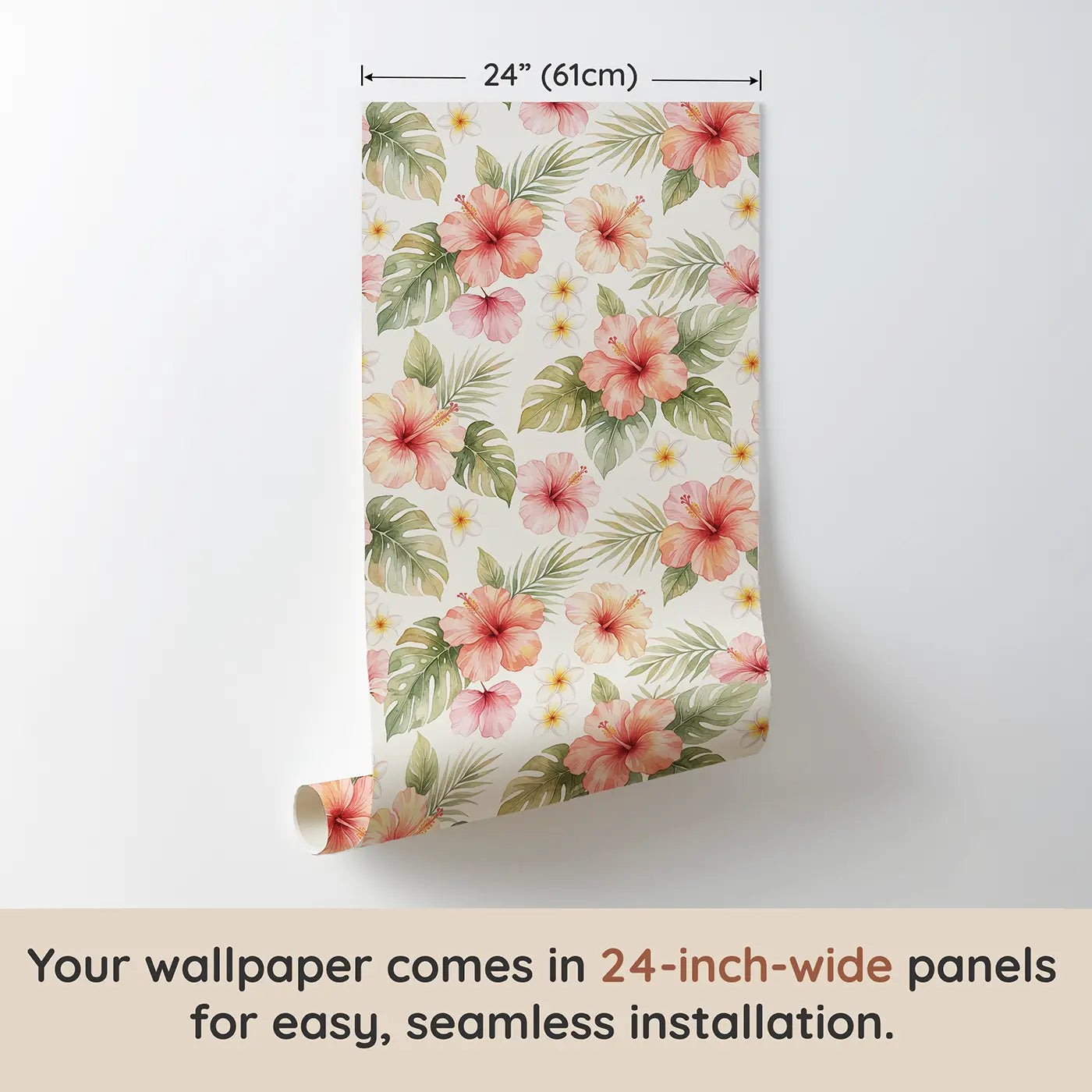 Hibiscus Blooms Watercolor wallpaper panel dimensions - Whimsy Tots