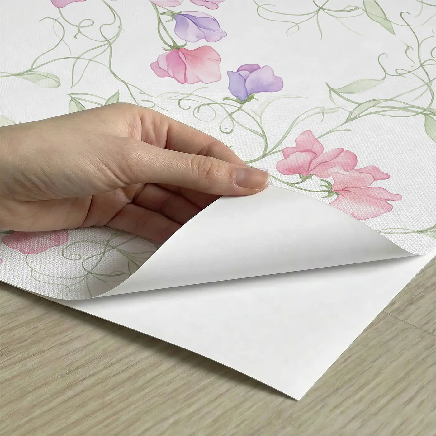 Delicate Sweet Watercolor peel and stick material close-up - Whimsy Tots
