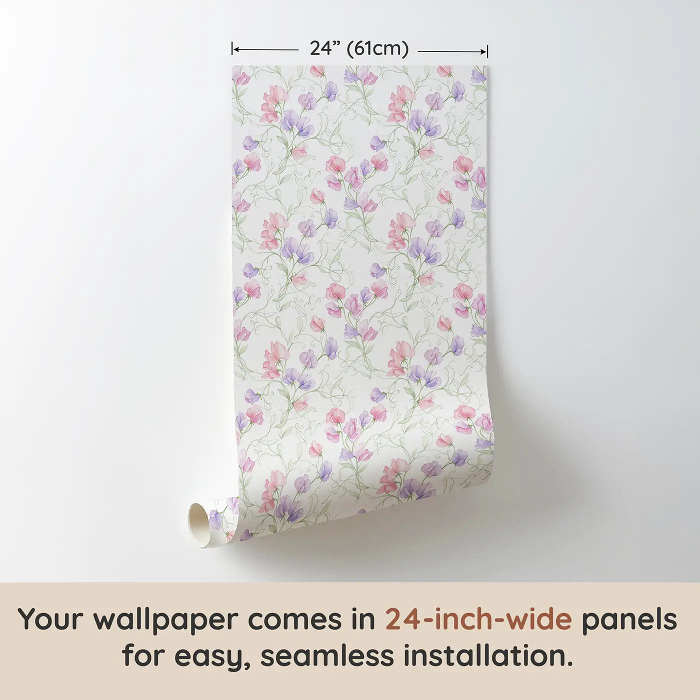 Delicate Sweet Watercolor wallpaper panel dimensions - Whimsy Tots