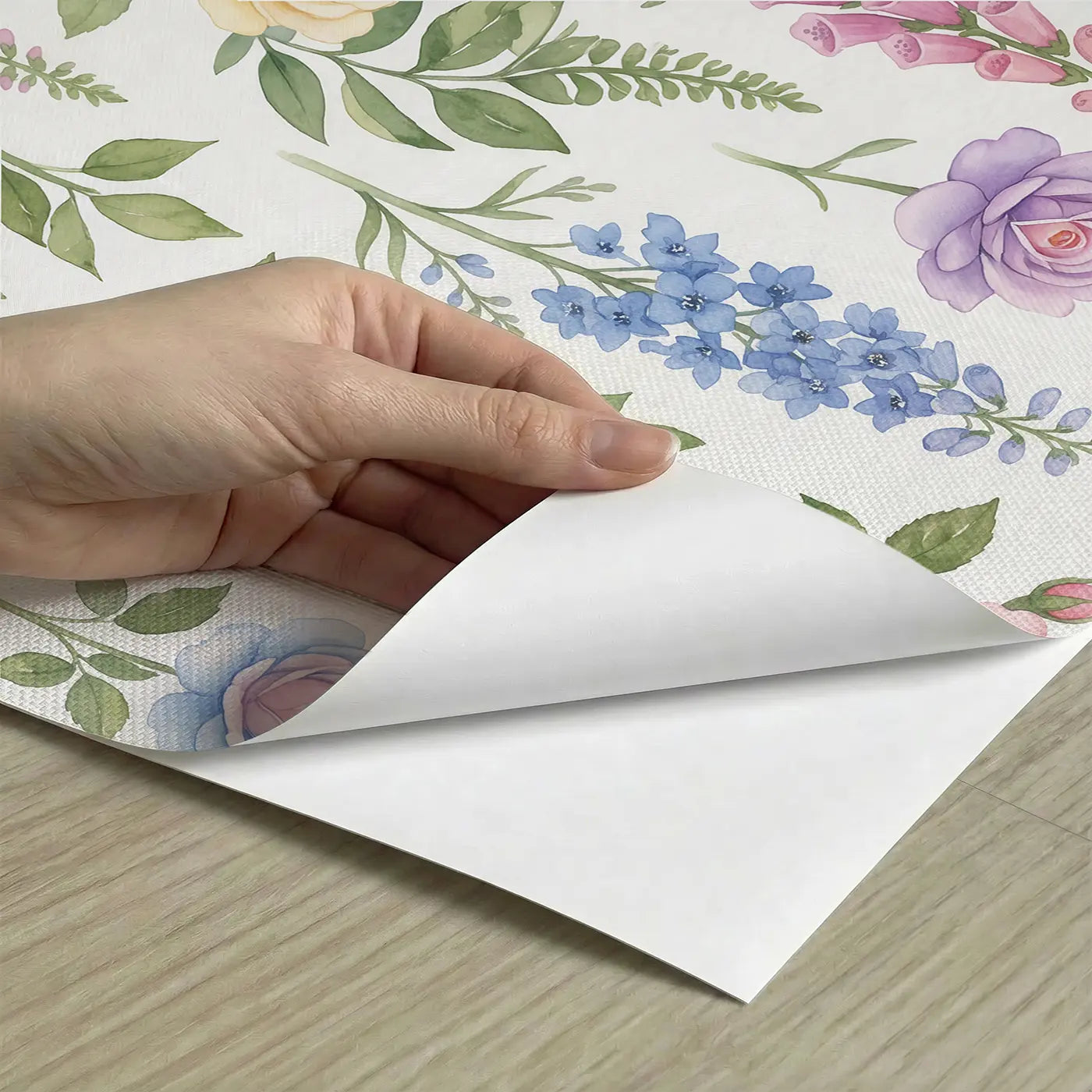 Roses Watercolor peel and stick material close-up - Whimsy Tots