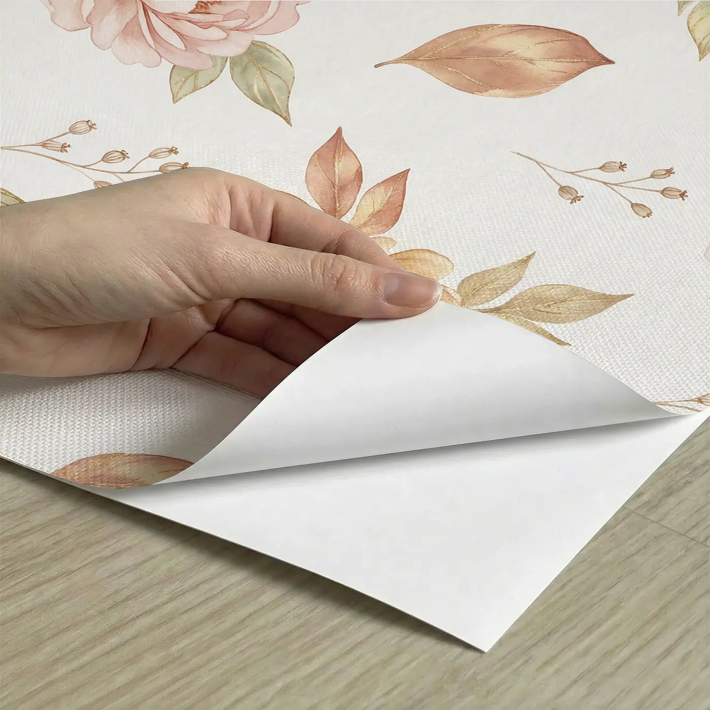 Blush Gold Watercolor peel and stick material close-up - Whimsy Tots