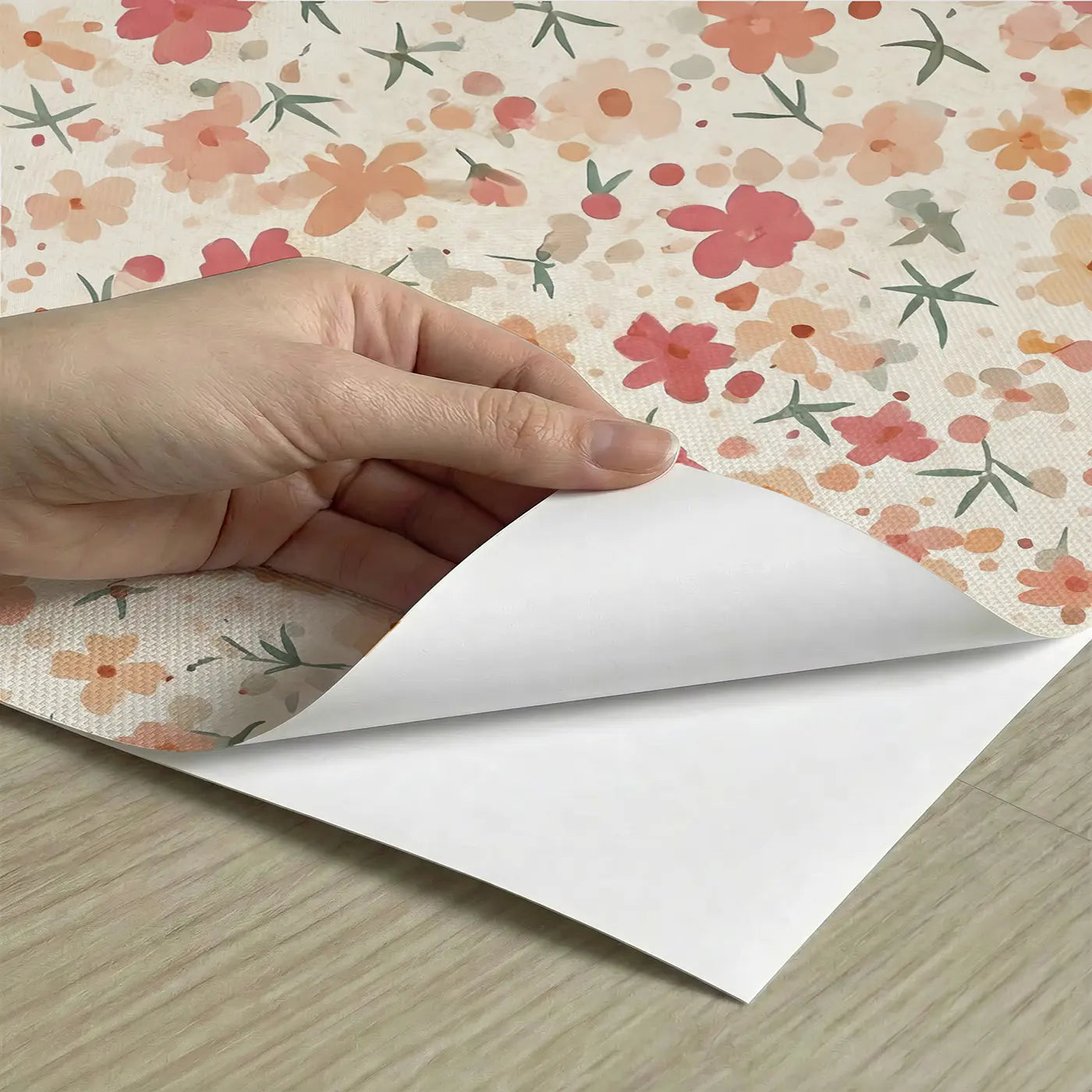 Cherry Blossoms Ditsy Floral peel and stick material close-up - Whimsy Tots
