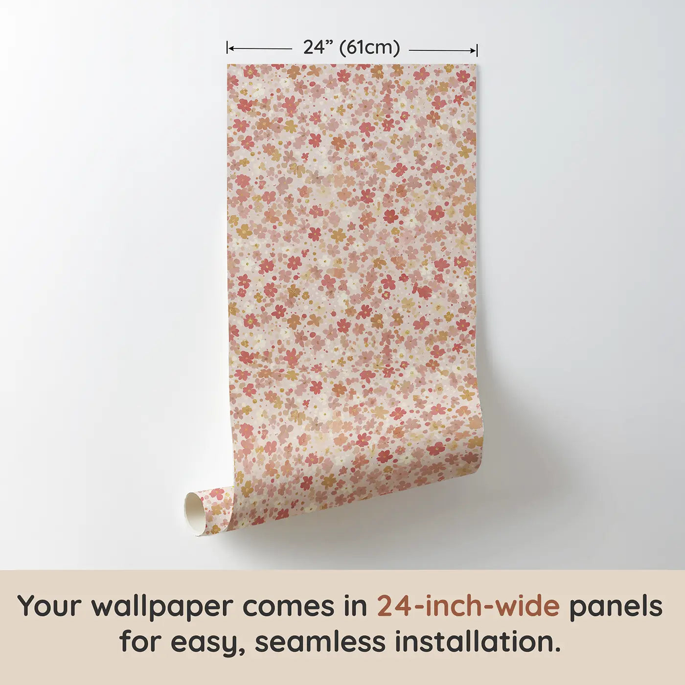 Florals Dusty Ditsy Floral wallpaper panel dimensions - Whimsy Tots