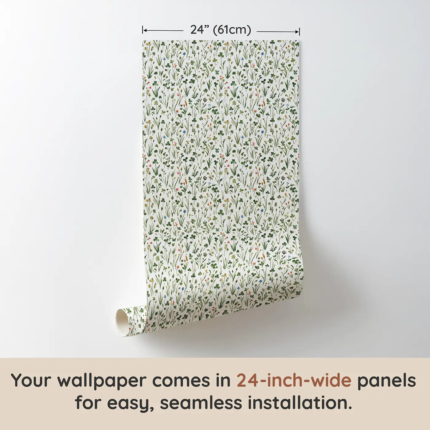 Miniature Wildflower Ditsy Floral wallpaper panel dimensions - Whimsy Tots