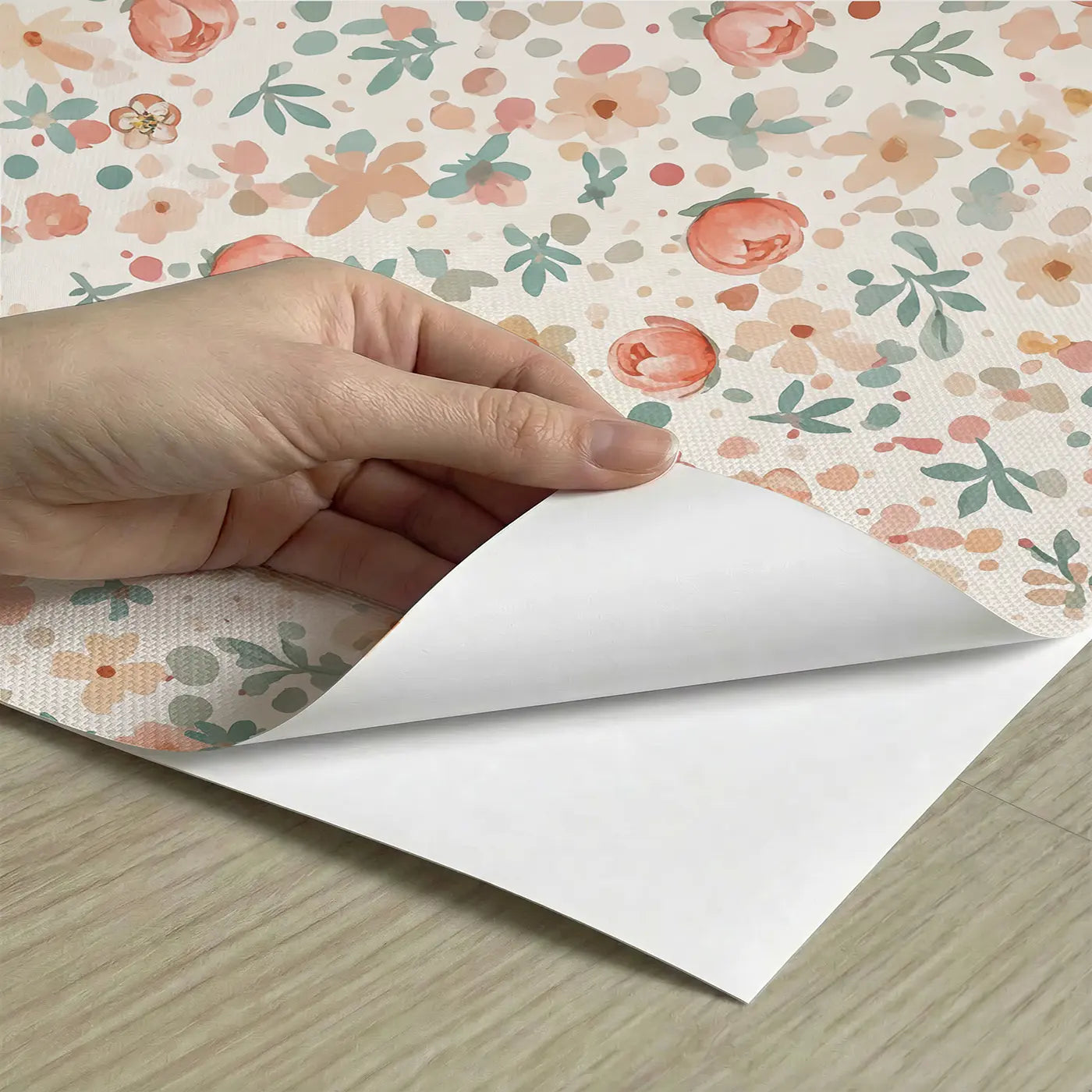 Peony Buds Blush Ditsy Floral peel and stick material close-up - Whimsy Tots