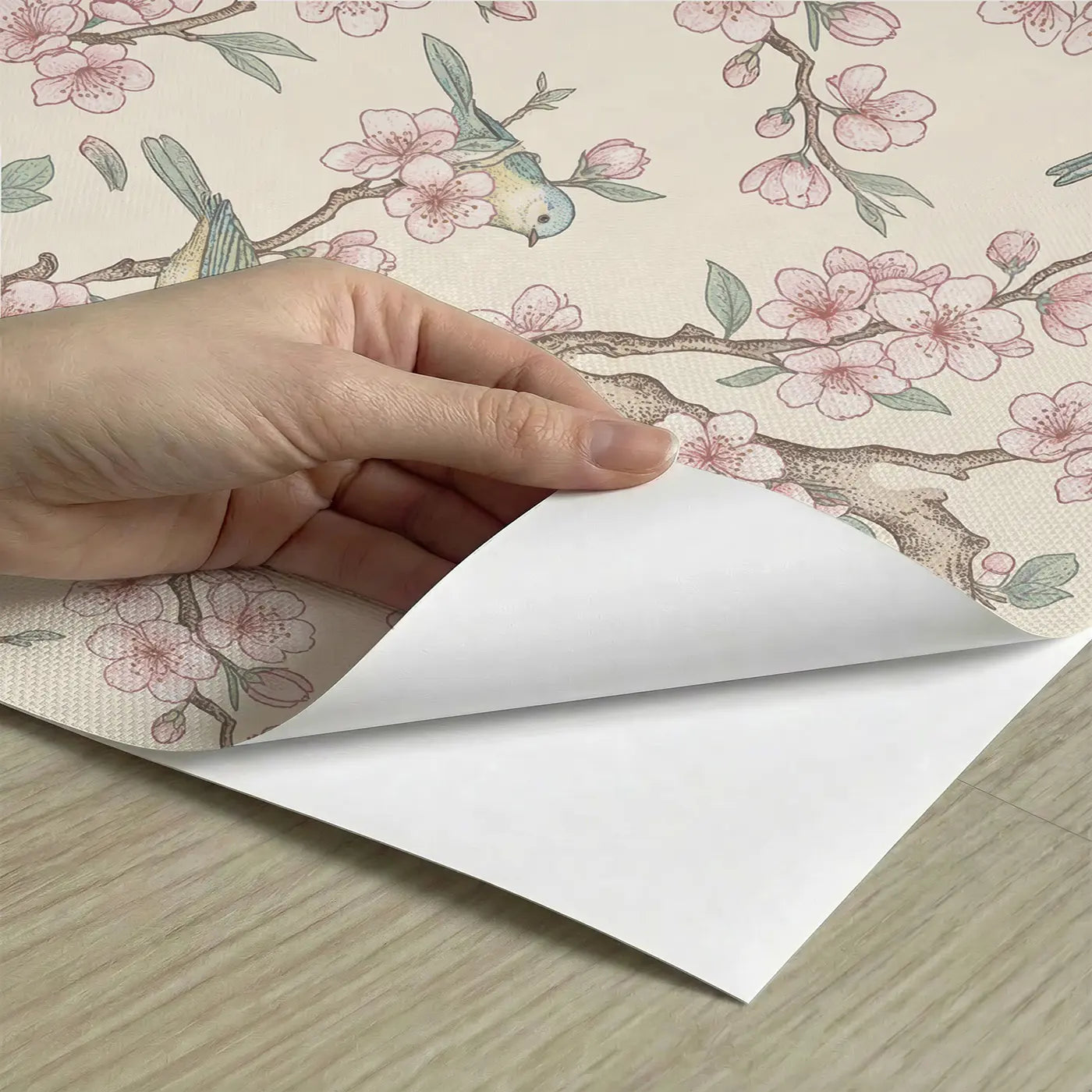 Flowering Plum Botanical Elegance peel and stick material close-up - Whimsy Tots