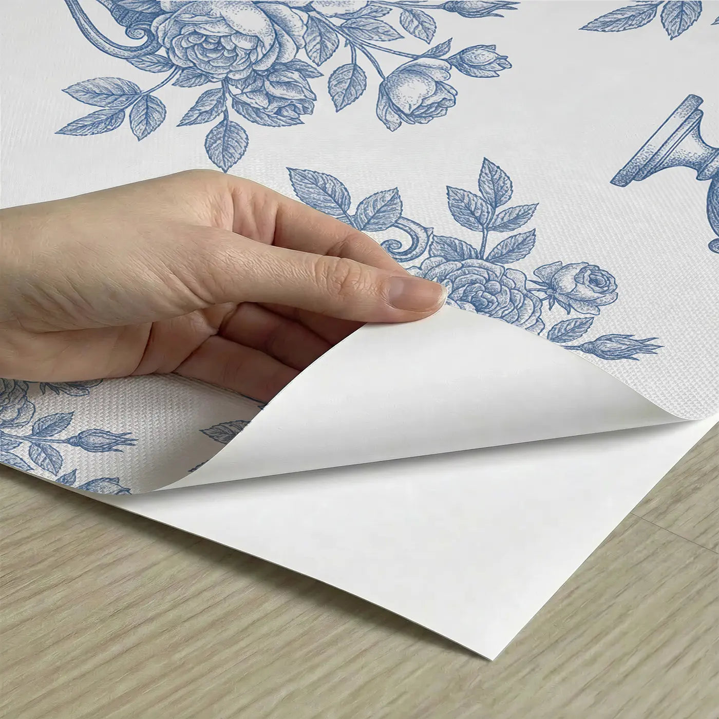 De Jouy Roses Botanical Elegance peel and stick material close-up - Whimsy Tots