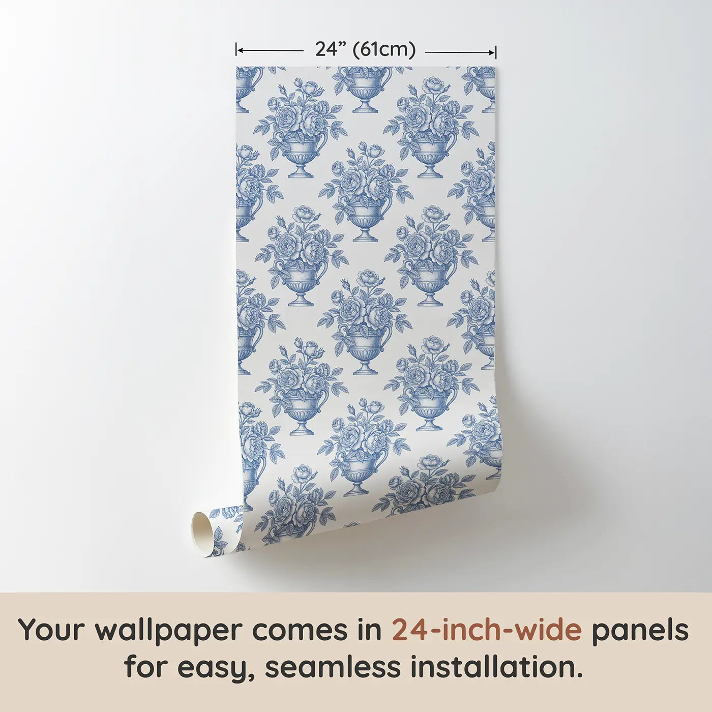 De Jouy Roses Botanical Elegance wallpaper panel dimensions - Whimsy Tots