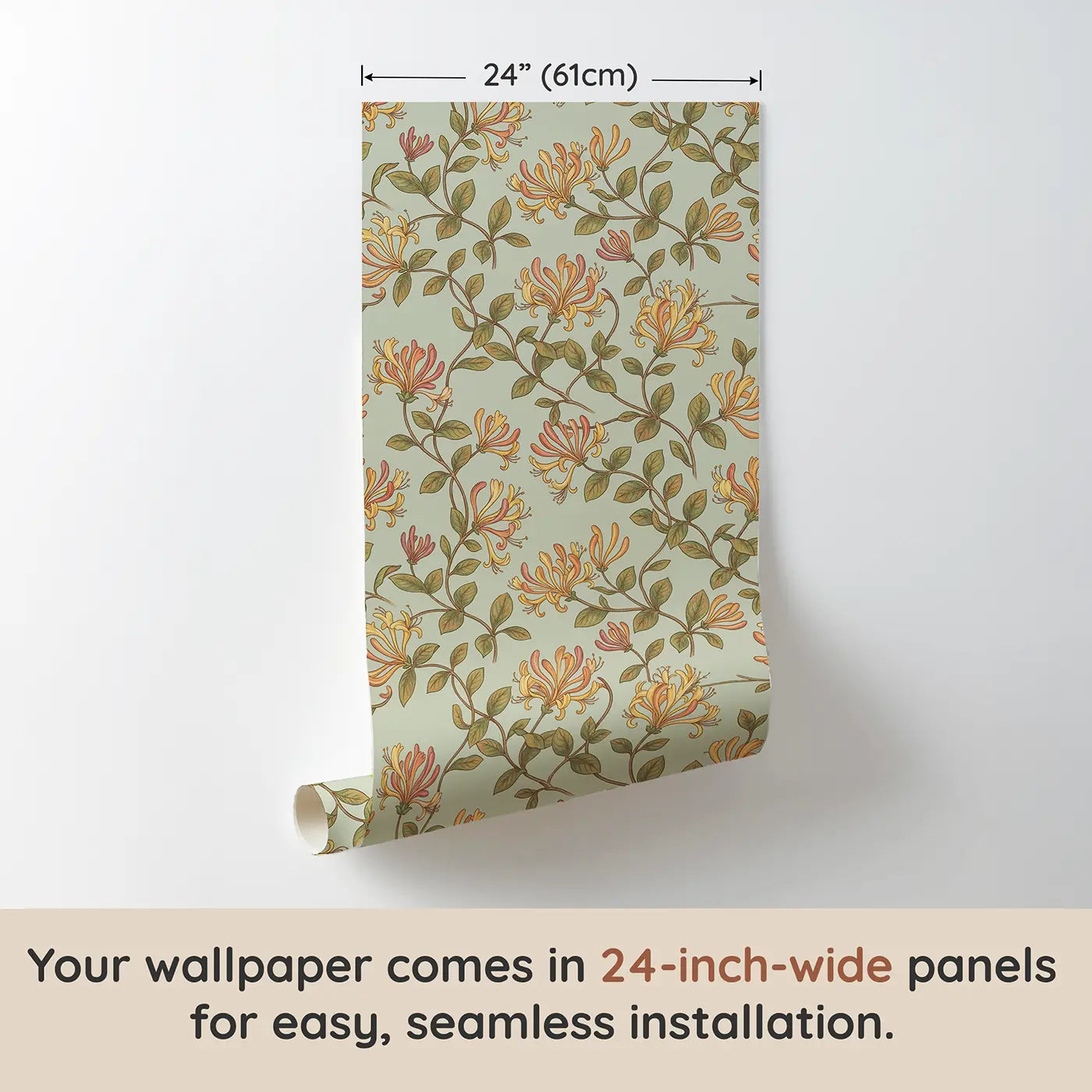 Trailing Honeysuckle Botanical Elegance wallpaper panel dimensions - Whimsy Tots