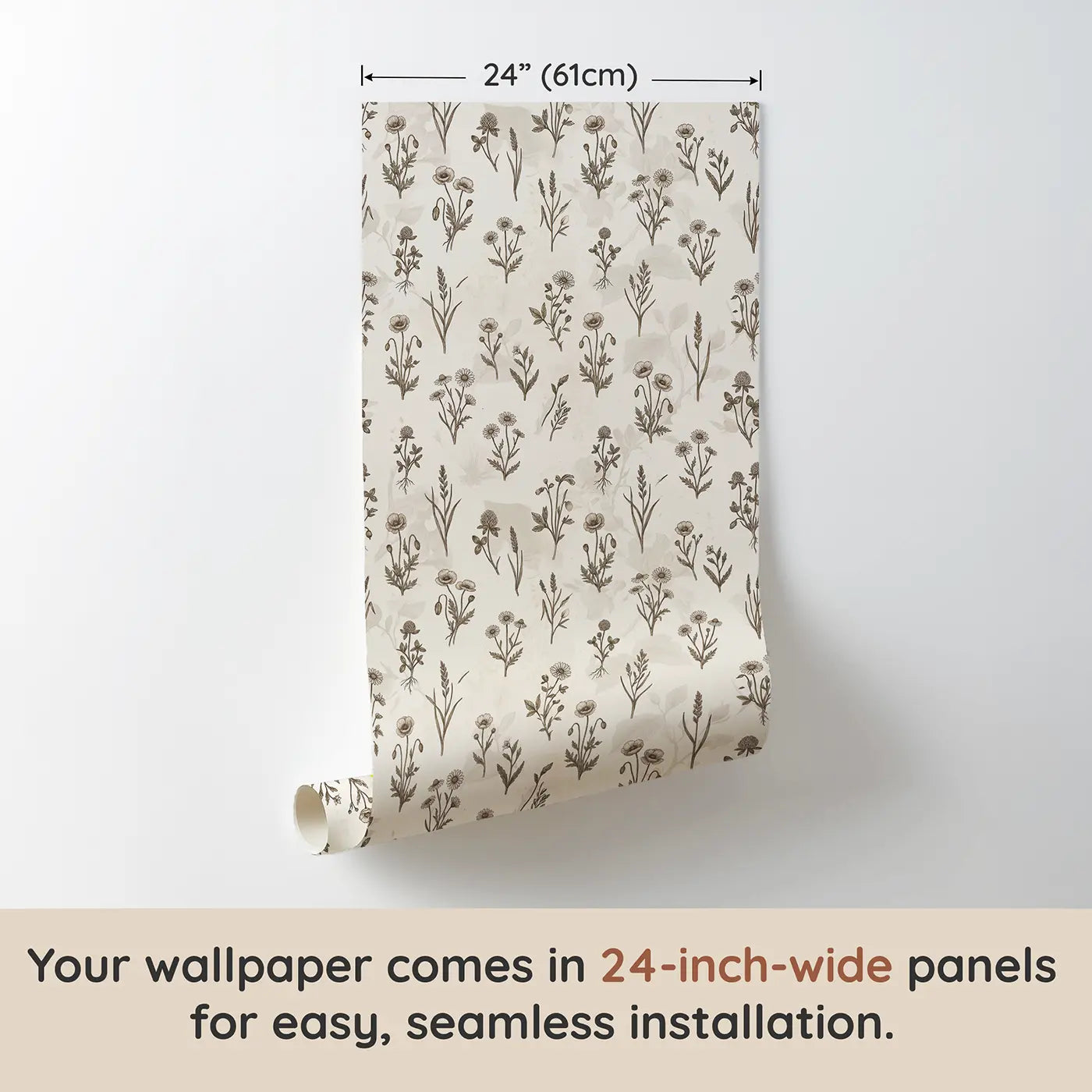 Study Wildflowers: Botanical Elegance wallpaper panel dimensions - Whimsy Tots