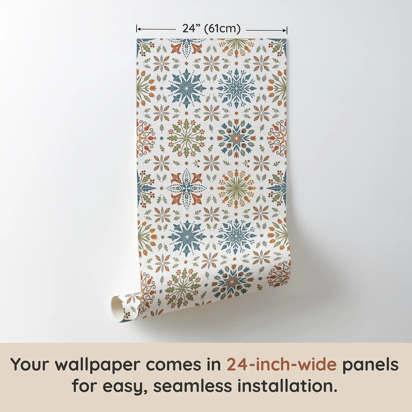 Folk Art Flower Block Print wallpaper panel dimensions - Whimsy Tots