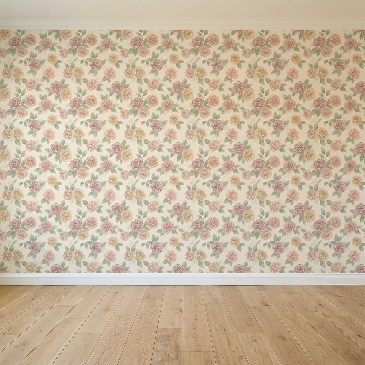 Chalk-Drawn Garden Soft Pastel seamless wallpaper full pattern - Whimsy Tots