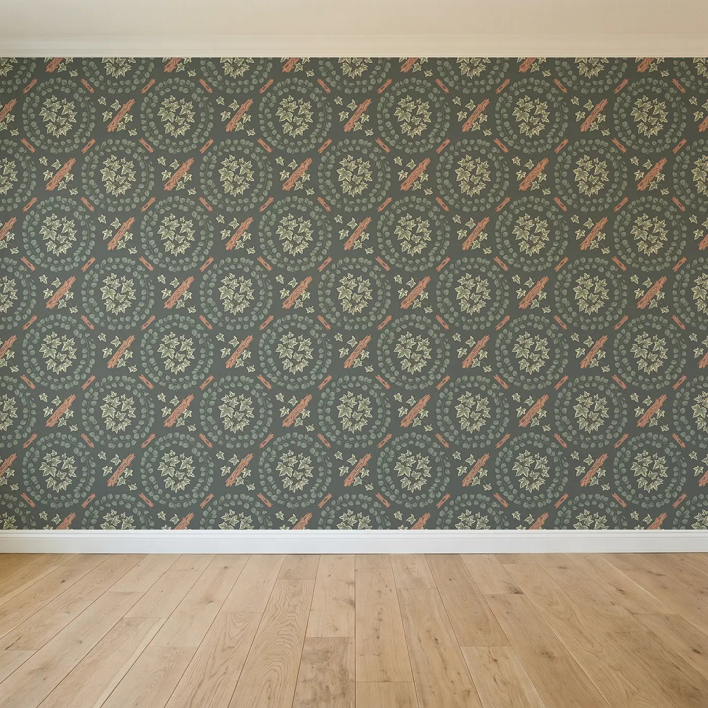 Eucalyptus Wreath Fragments Botanical Elegance seamless wallpaper full pattern - Whimsy Tots