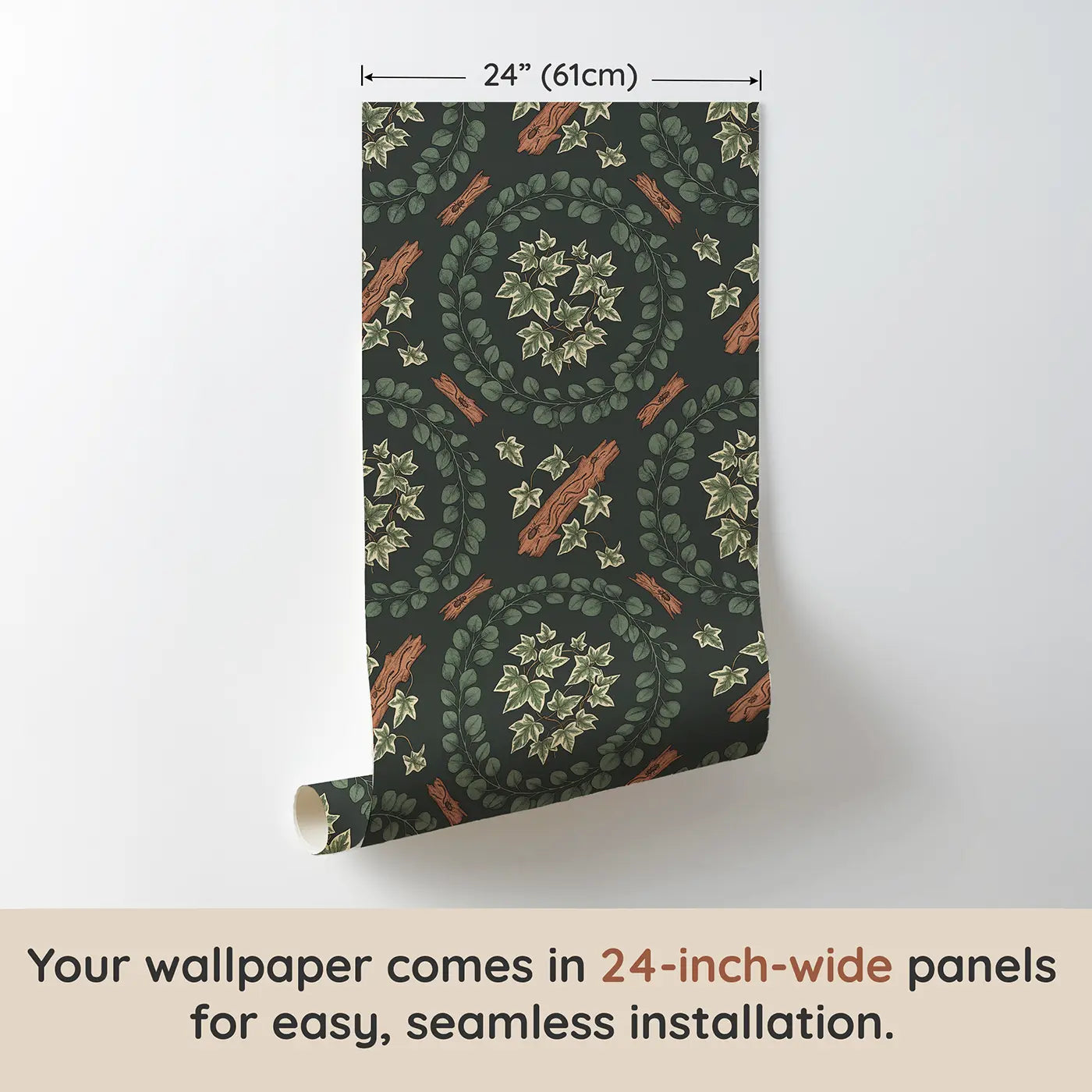 Eucalyptus Wreath Fragments Botanical Elegance wallpaper panel dimensions - Whimsy Tots