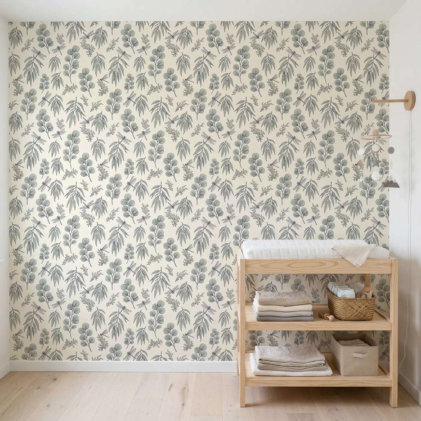 Silver Dollar Hand-Drawn wallpaper in Scandinavian nursery - Whimsy Tots