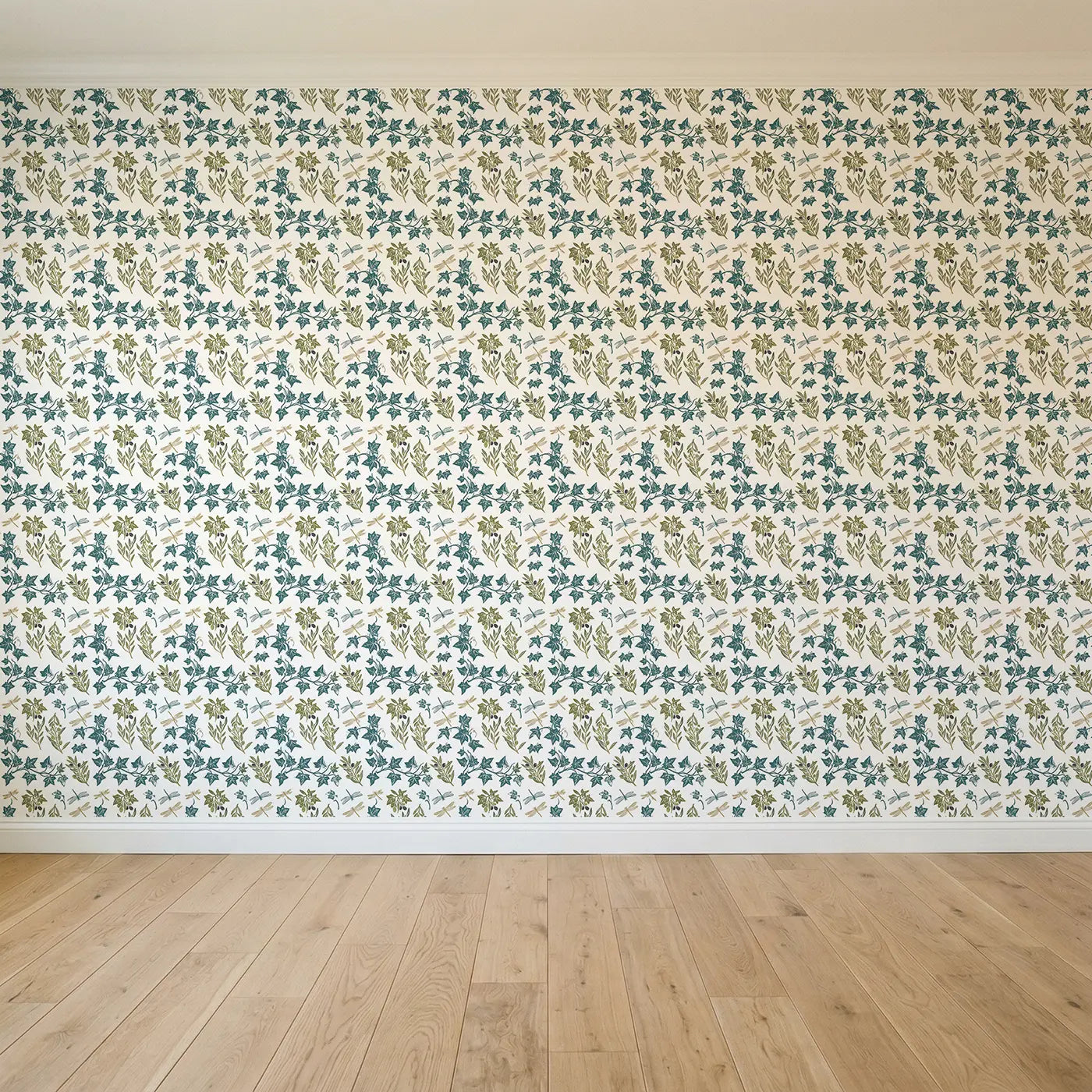 Trailing English Ivy Block Print seamless wallpaper full pattern - Whimsy Tots