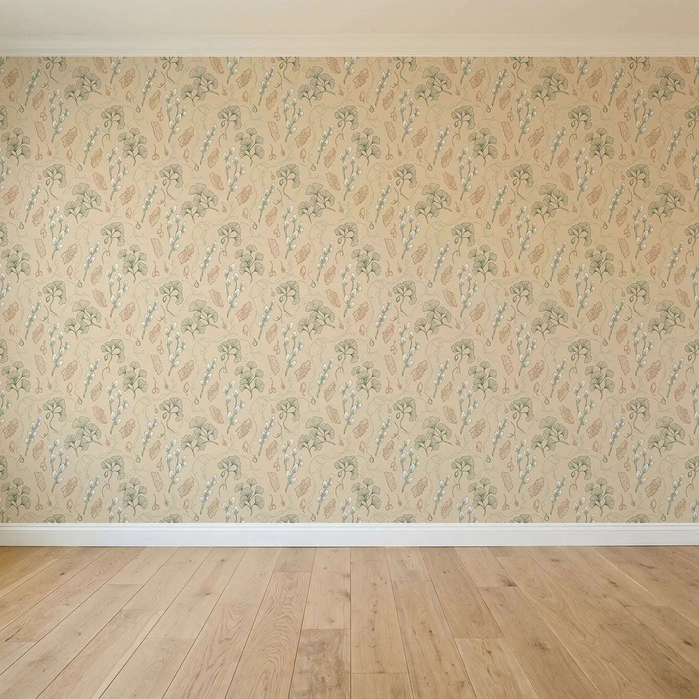 Pussy Willow Stems Hand-Drawn seamless wallpaper full pattern - Whimsy Tots