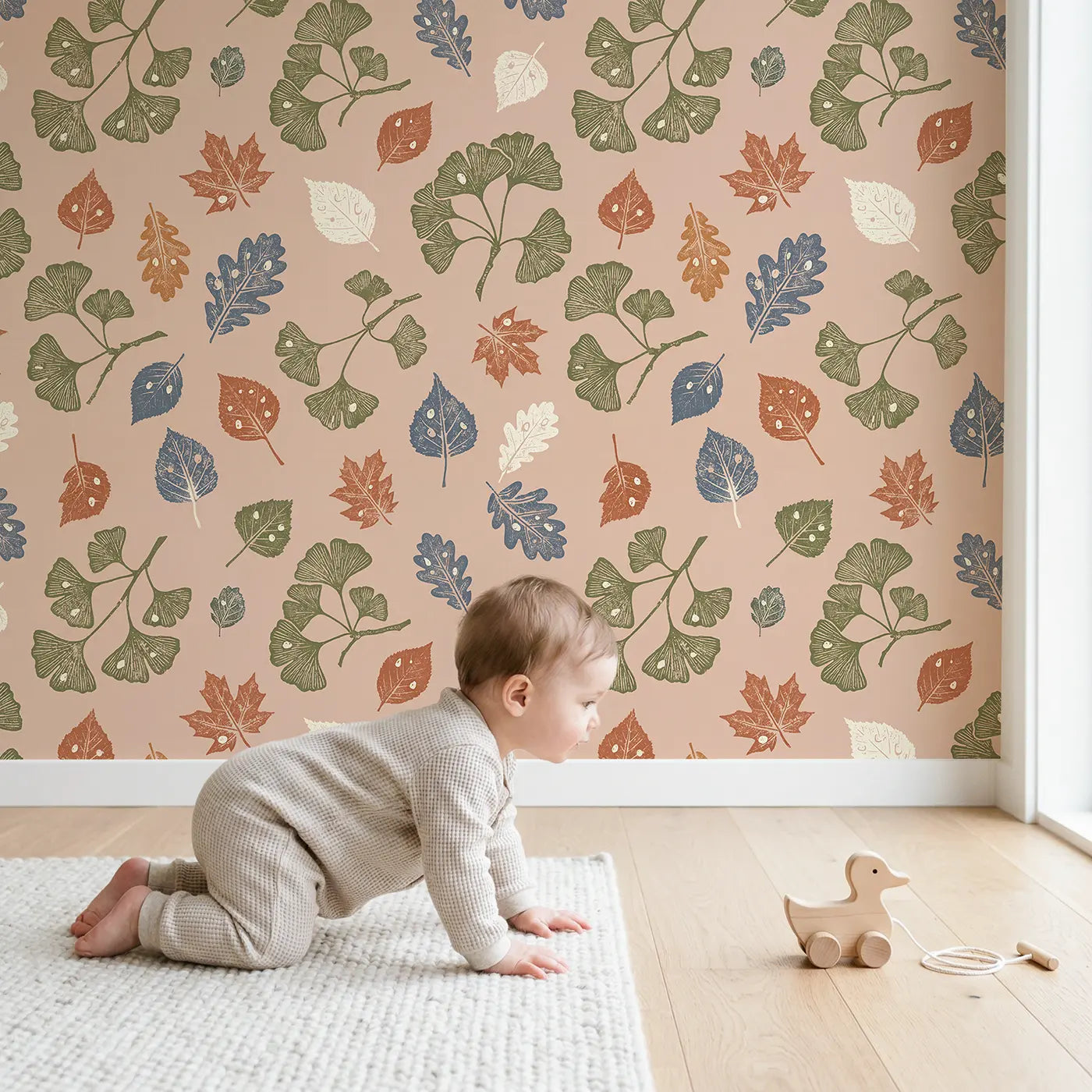 Pressed Botanical Specimens Block Print wallpaper in styled kids room - Whimsy Tots