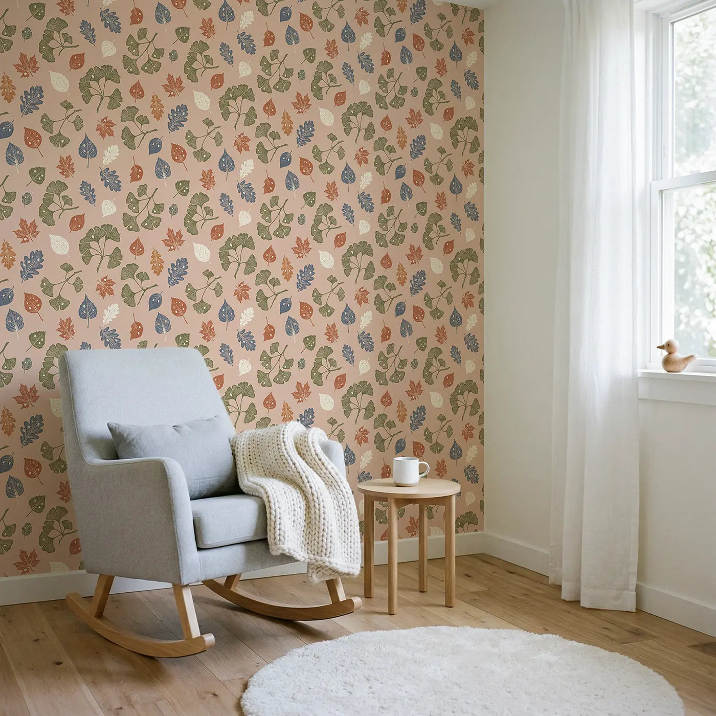 Pressed Botanical Specimens Block Print wallpaper in Scandinavian nursery - Whimsy Tots