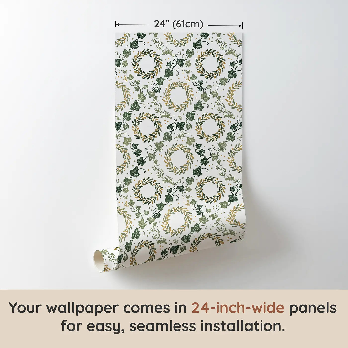 Dense Ivy Tendrils Block Print wallpaper panel dimensions - Whimsy Tots