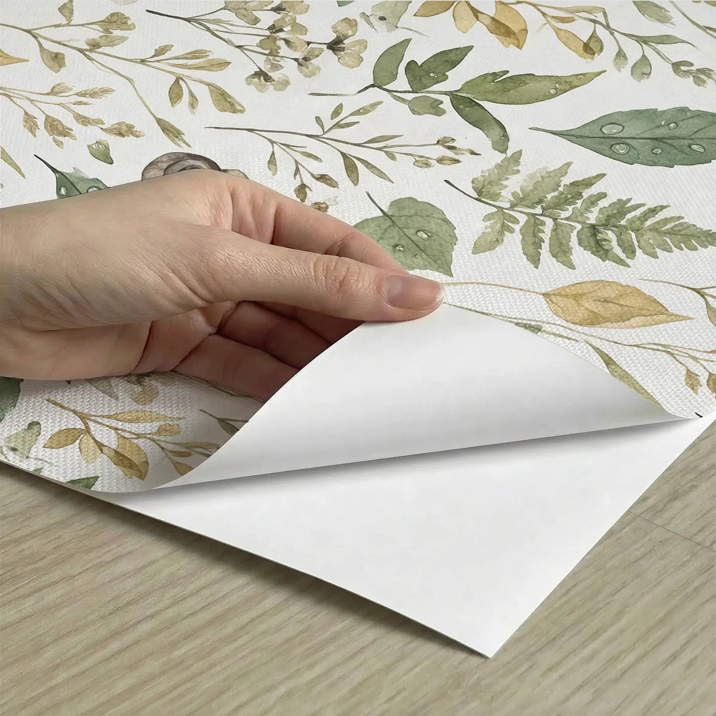 Pressed Botanical Watercolor peel and stick material close-up - Whimsy Tots