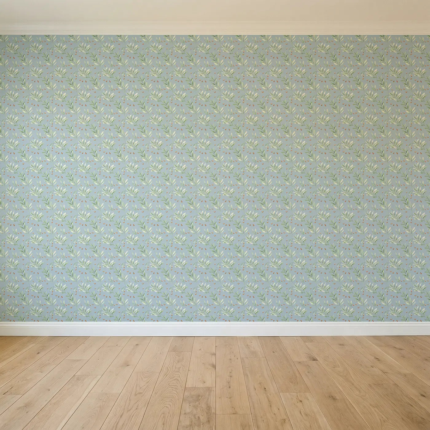 Trailing Olive Branch Watercolor seamless wallpaper full pattern - Whimsy Tots
