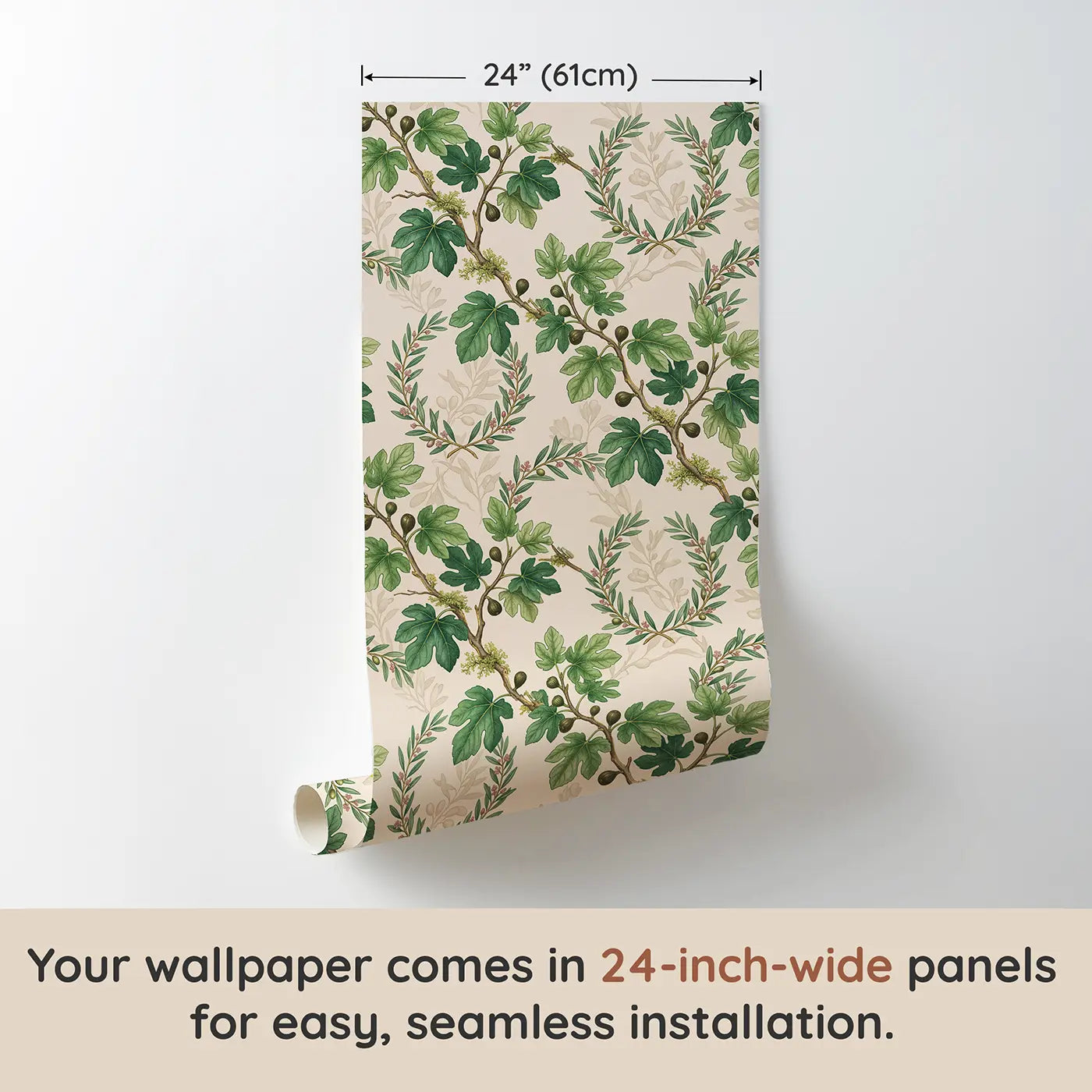 Fig Branch Botanical Elegance wallpaper panel dimensions - Whimsy Tots