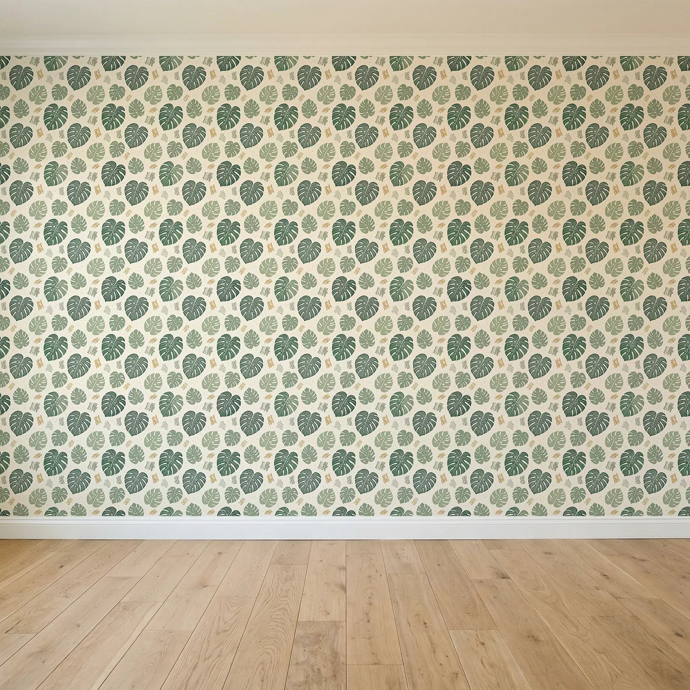 Monstera Deliciosa Block Print seamless wallpaper full pattern - Whimsy Tots