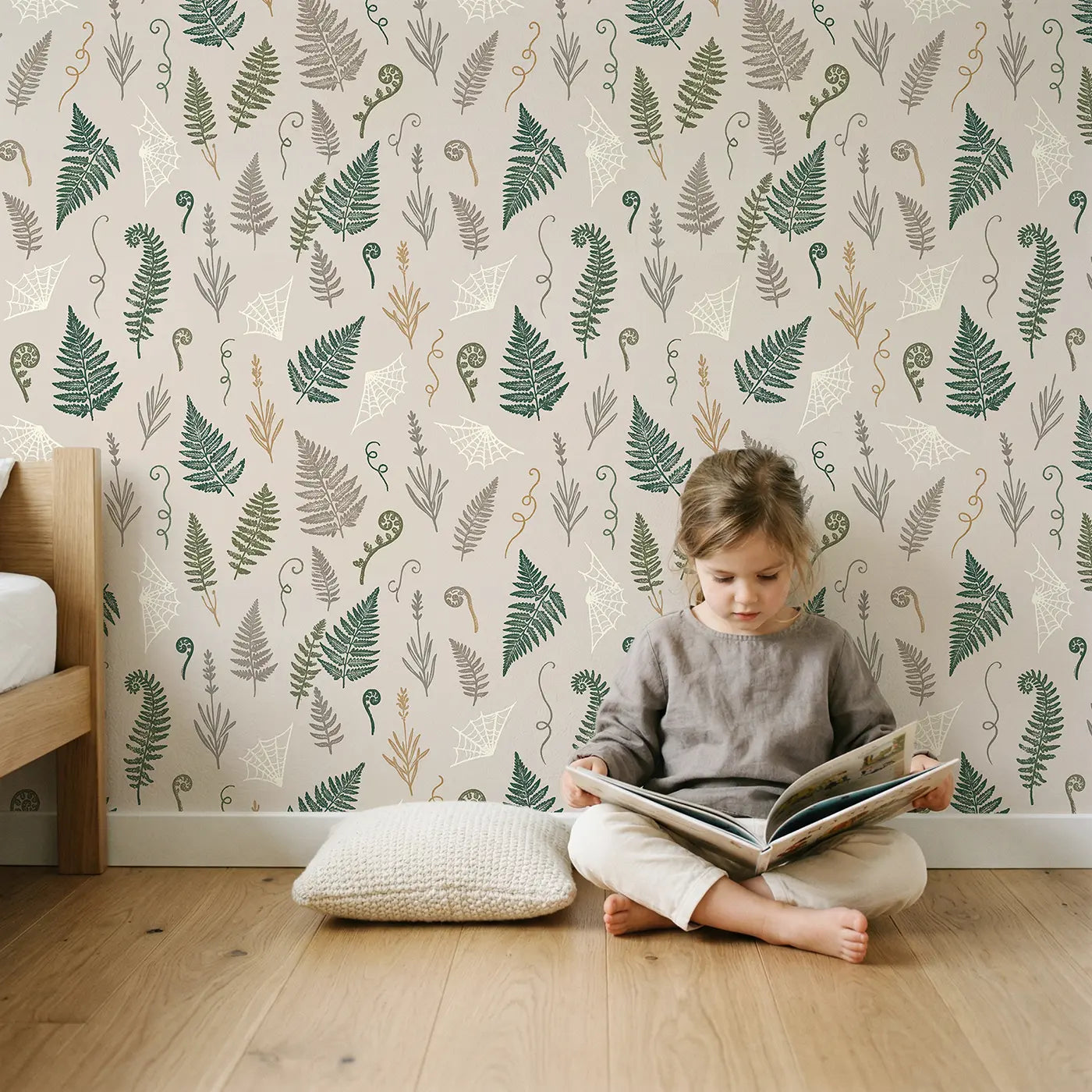 Mixed Fern Block Print wallpaper in styled kids room - Whimsy Tots