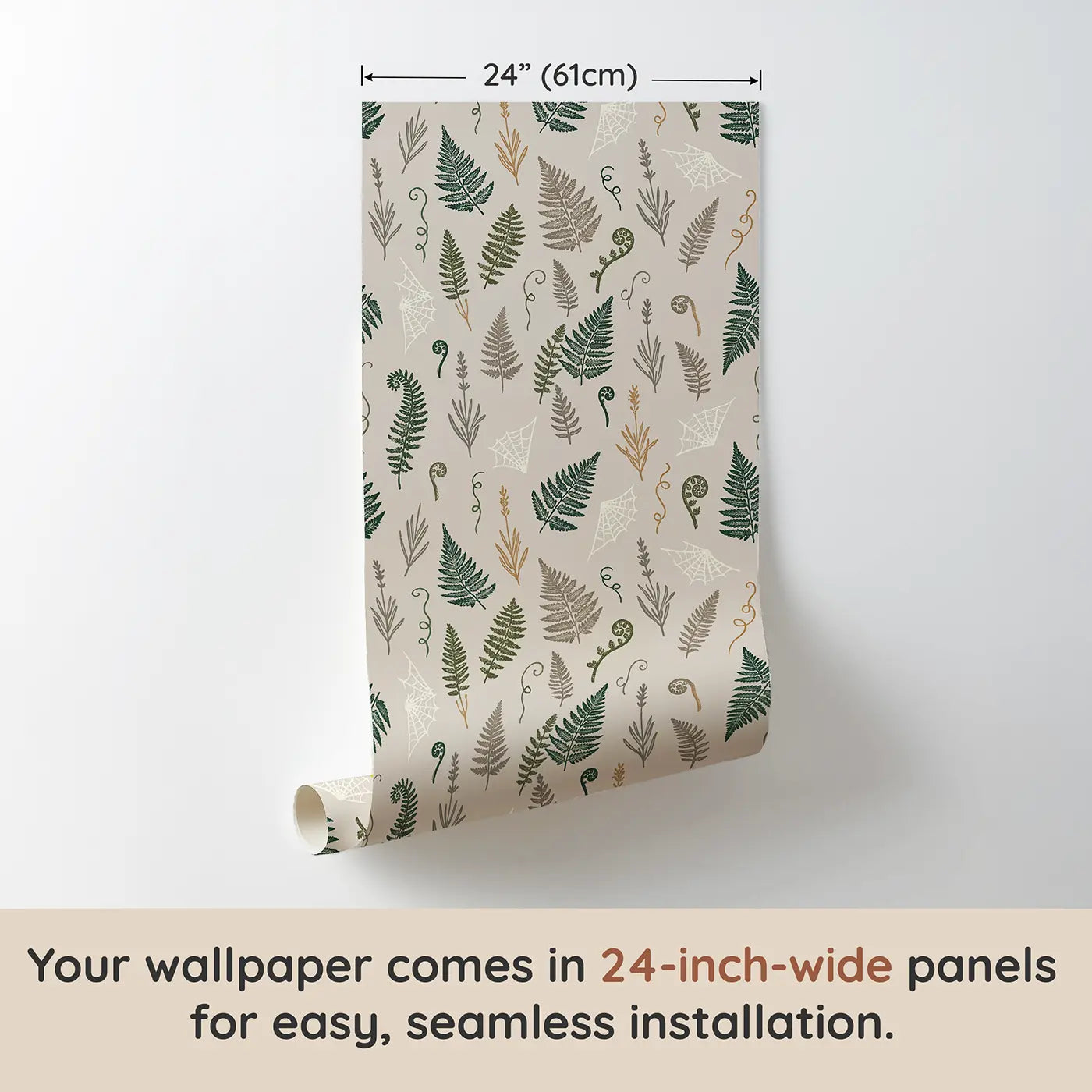 Mixed Fern Block Print wallpaper panel dimensions - Whimsy Tots