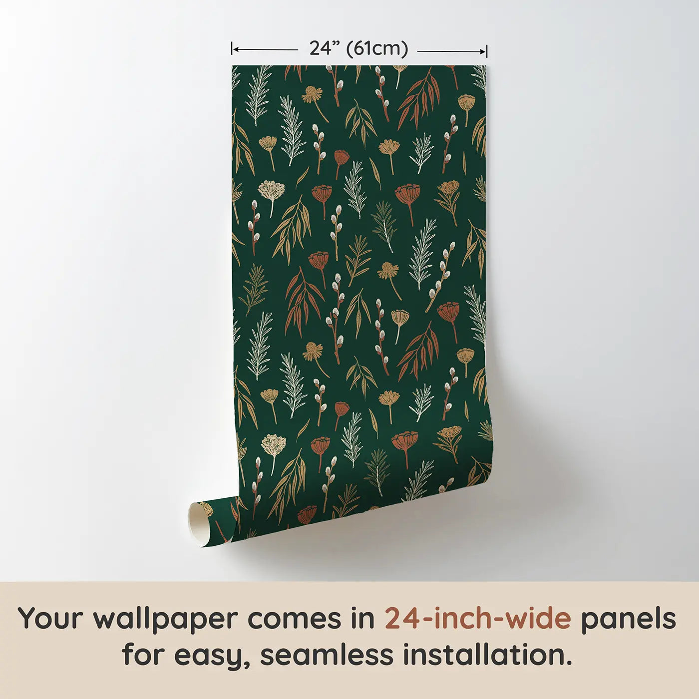 Rosemary Sprigs Block Print wallpaper panel dimensions - Whimsy Tots