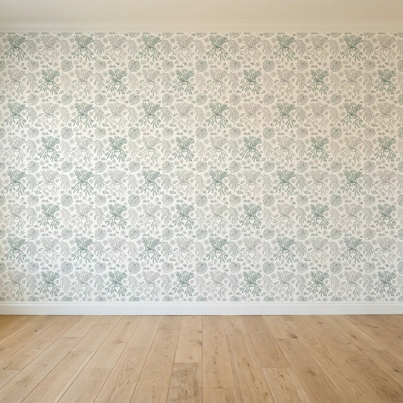 Staghorn Fern Dramatic Hand-Drawn seamless wallpaper full pattern - Whimsy Tots