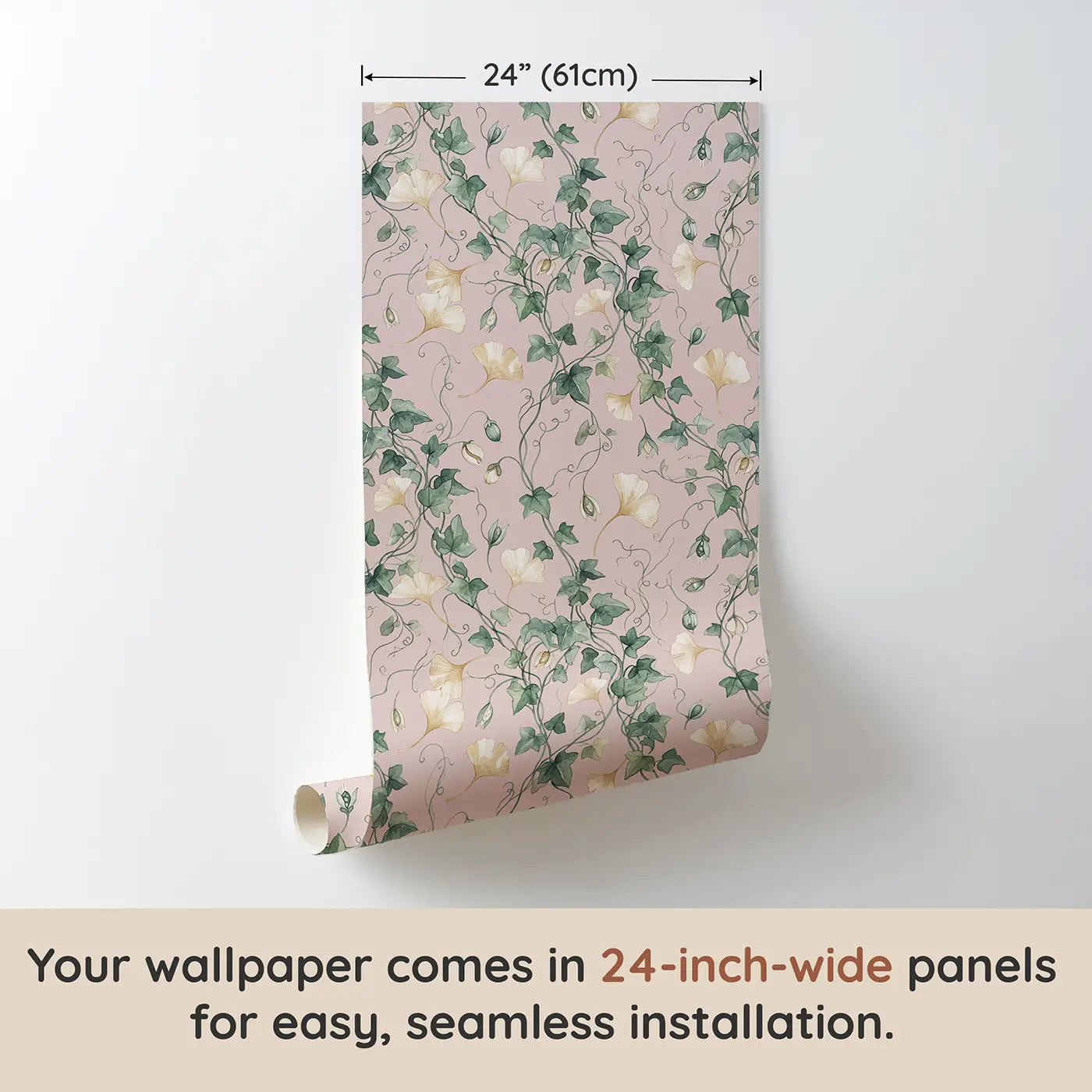 Golden Ginkgo Leaves Watercolor wallpaper panel dimensions - Whimsy Tots