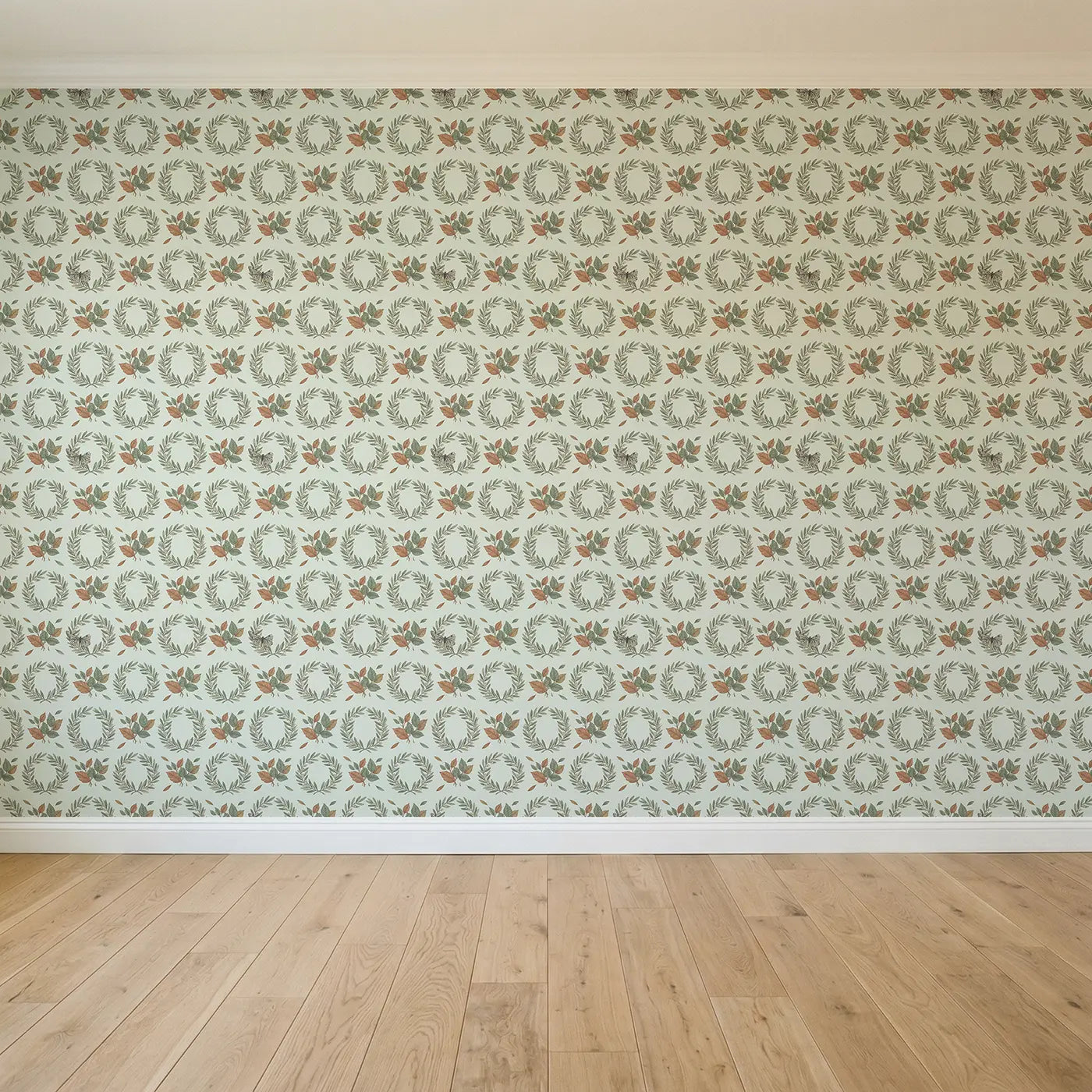 Olive Branch Wreath Botanical Elegance II seamless wallpaper full pattern - Whimsy Tots